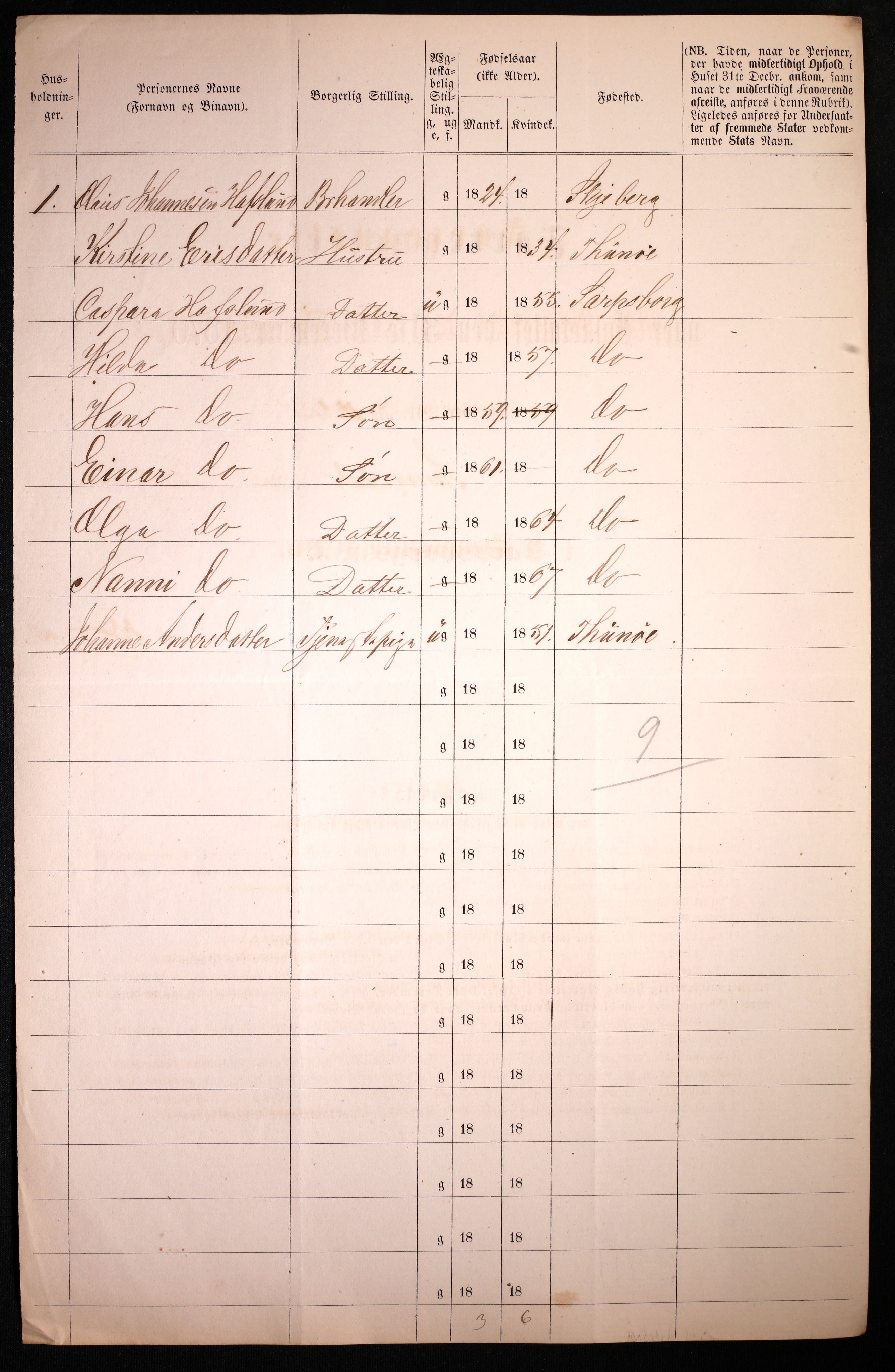 RA, 1870 census for 0102 Sarpsborg, 1870, p. 508