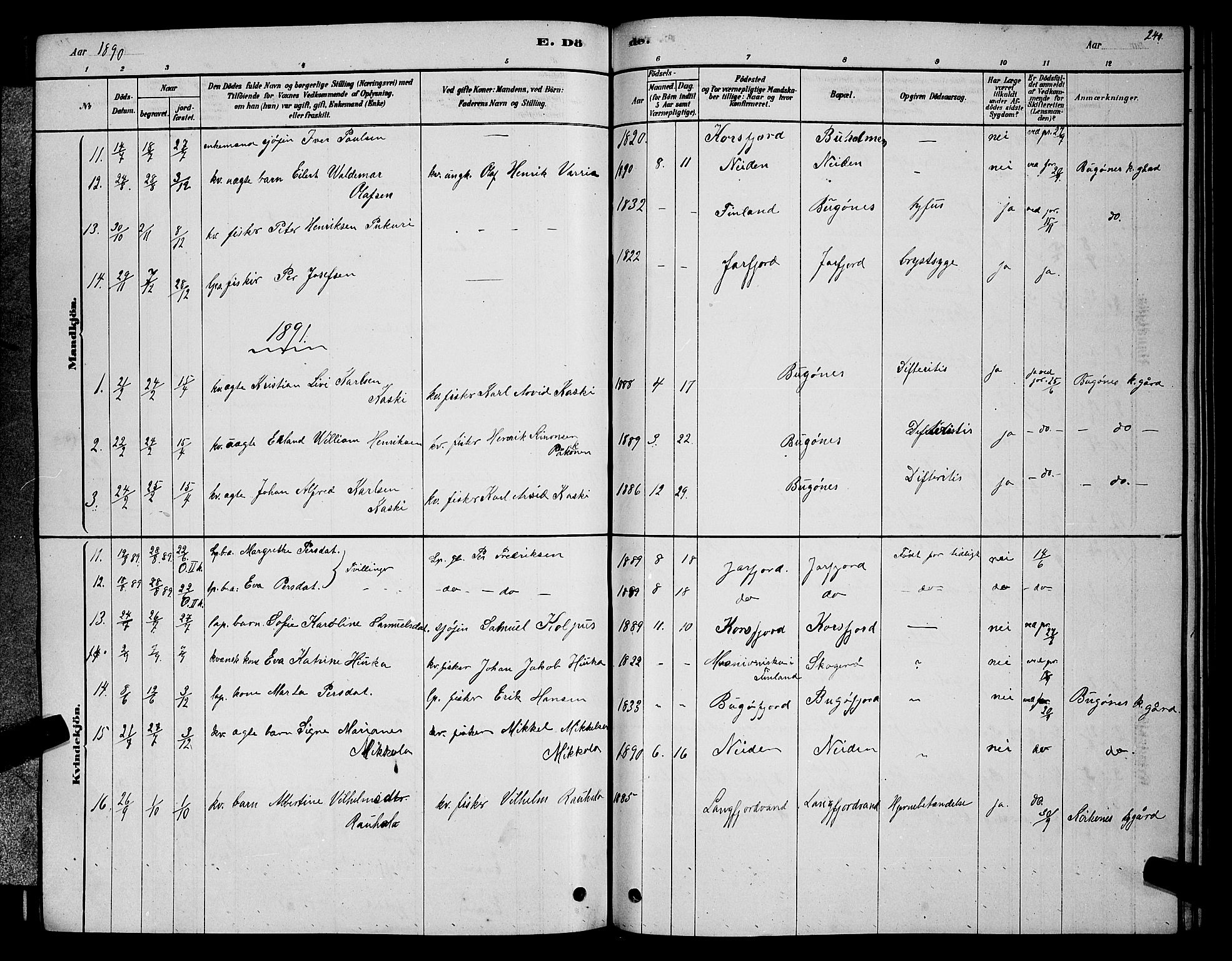 Sør-Varanger sokneprestkontor, AV/SATØ-S-1331/H/Hb/L0003klokker: Parish register (copy) no. 3, 1878-1891, p. 240