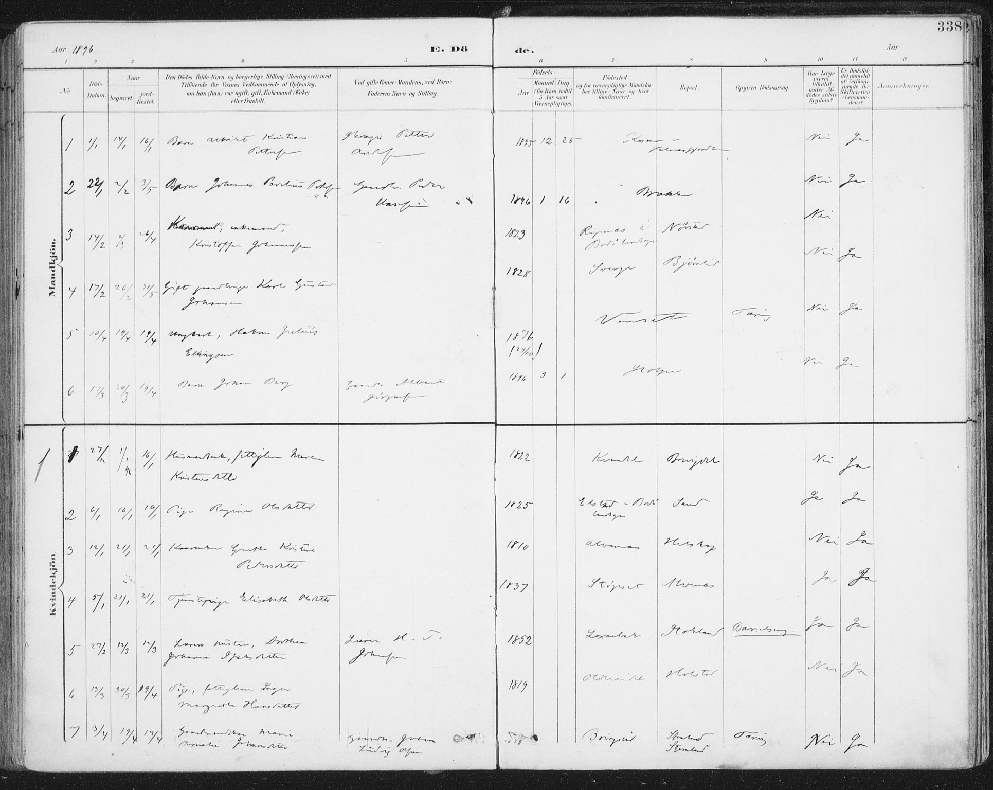 Ministerialprotokoller, klokkerbøker og fødselsregistre - Nordland, AV/SAT-A-1459/852/L0741: Parish register (official) no. 852A11, 1894-1917, p. 338