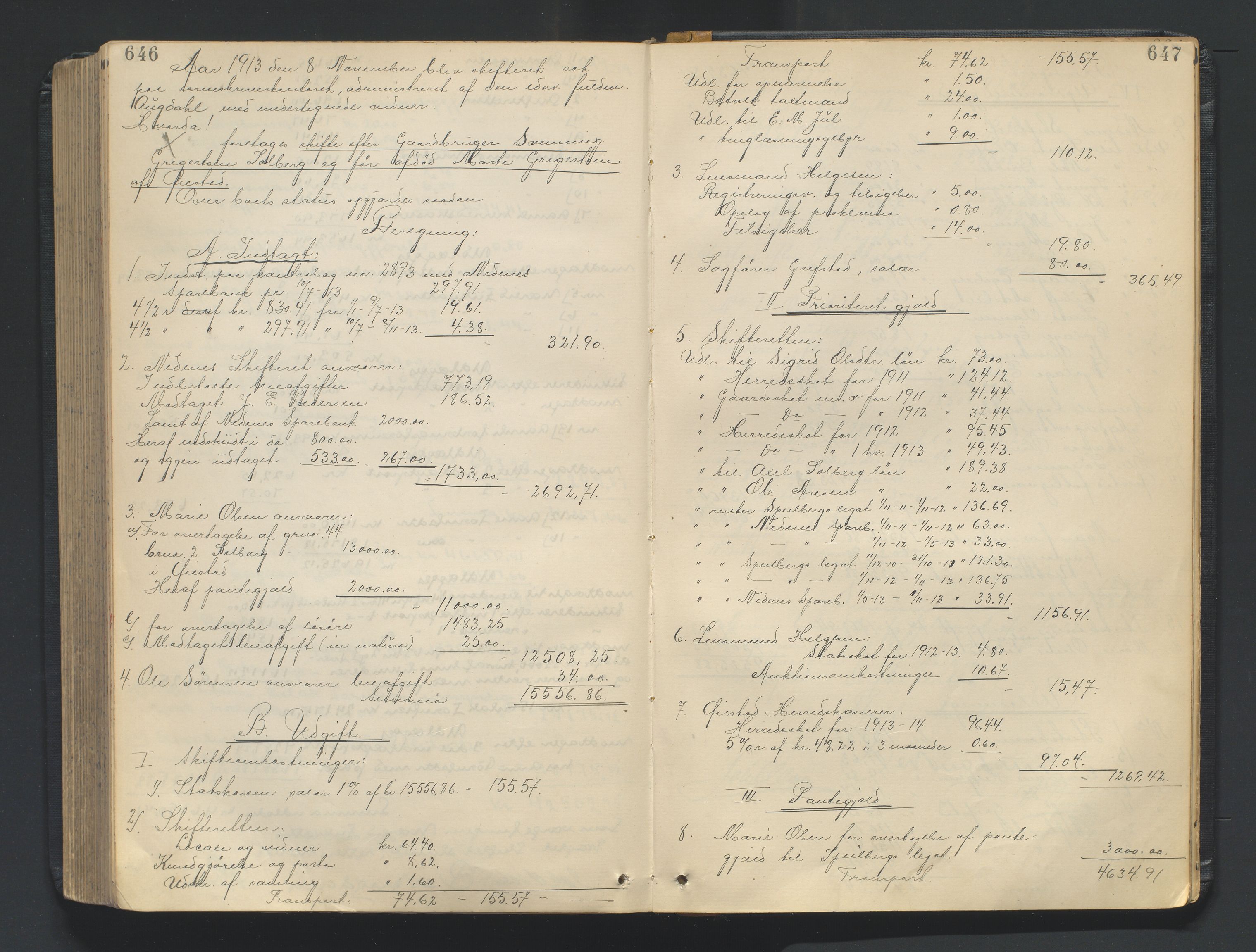 Nedenes sorenskriveri, AV/SAK-1221-0006/H/Hc/L0020: Skifteutlodningsprotokoll nr 6 med register, 1904-1913, p. 646-647