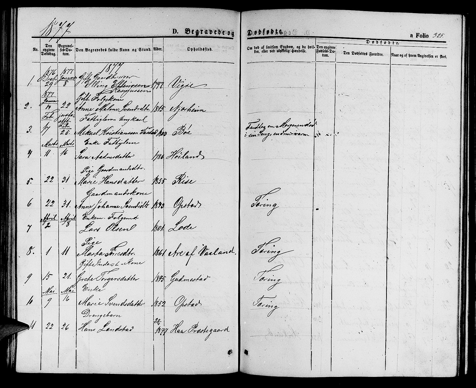 Hå sokneprestkontor, AV/SAST-A-101801/001/30BB/L0001: Parish register (copy) no. B 1, 1854-1883, p. 325