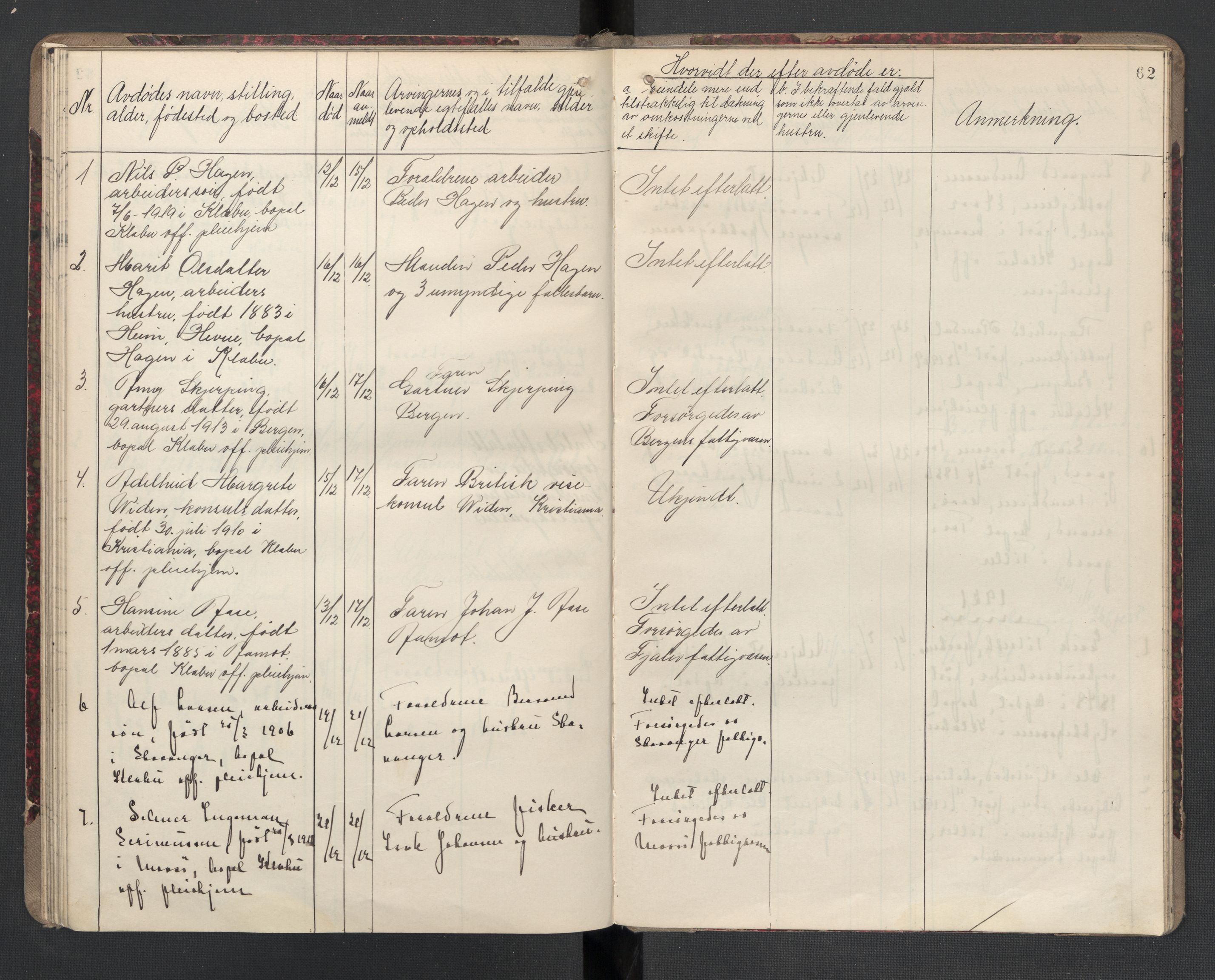 Klæbu lensmannskontor, AV/SAT-A-1059/1/02/L0001: 2.01.01 Anmeldte dødsfall, 1908-1924, p. 62