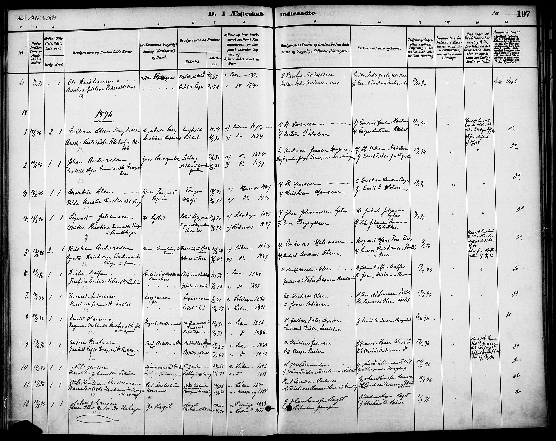 Høland prestekontor Kirkebøker, SAO/A-10346a/F/Fa/L0013: Parish register (official) no. I 13, 1880-1897, p. 197
