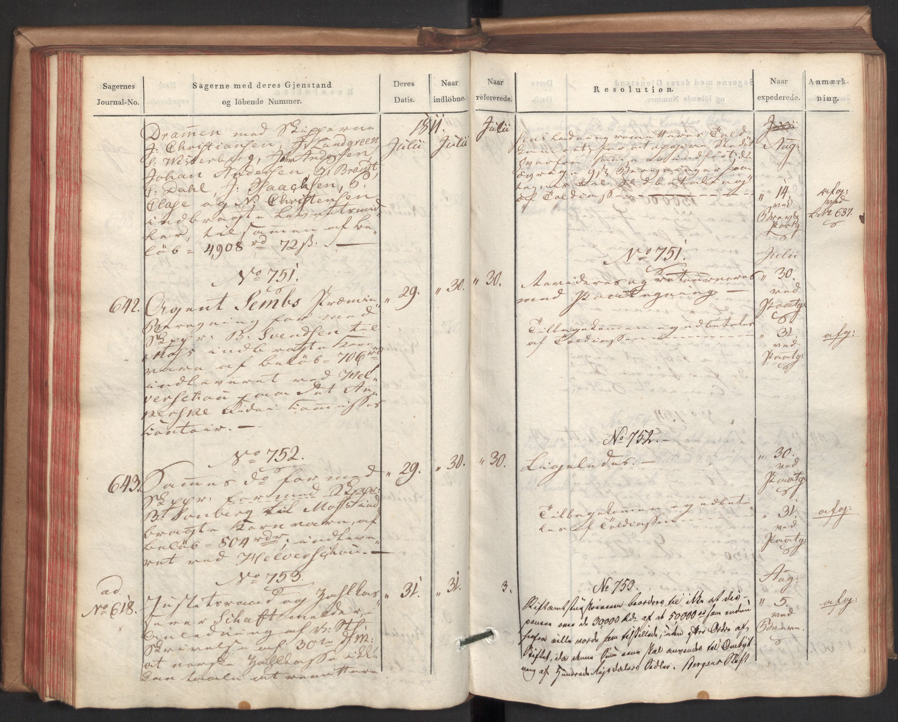 Stattholderembetet 1810-1814, 2. kontor (Kontor B), AV/RA-EA-5432/Ab/L0002: Referatprotokoll,  j.nr. 291-1001,  l.nr. 348-1179, 1811, p. 136