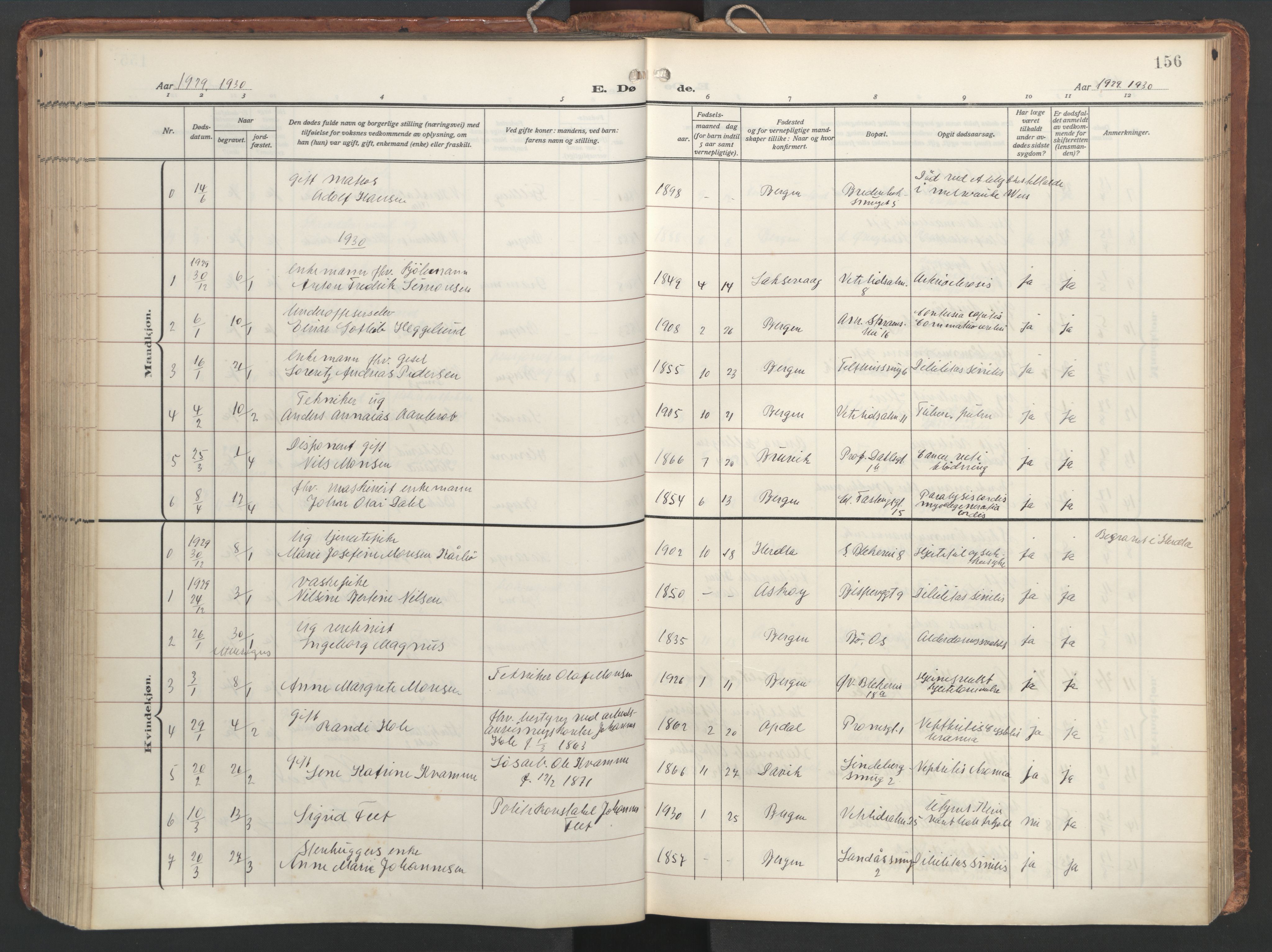 Korskirken sokneprestembete, SAB/A-76101/H/Hab: Parish register (copy) no. E 5, 1910-1956, p. 155b-156a