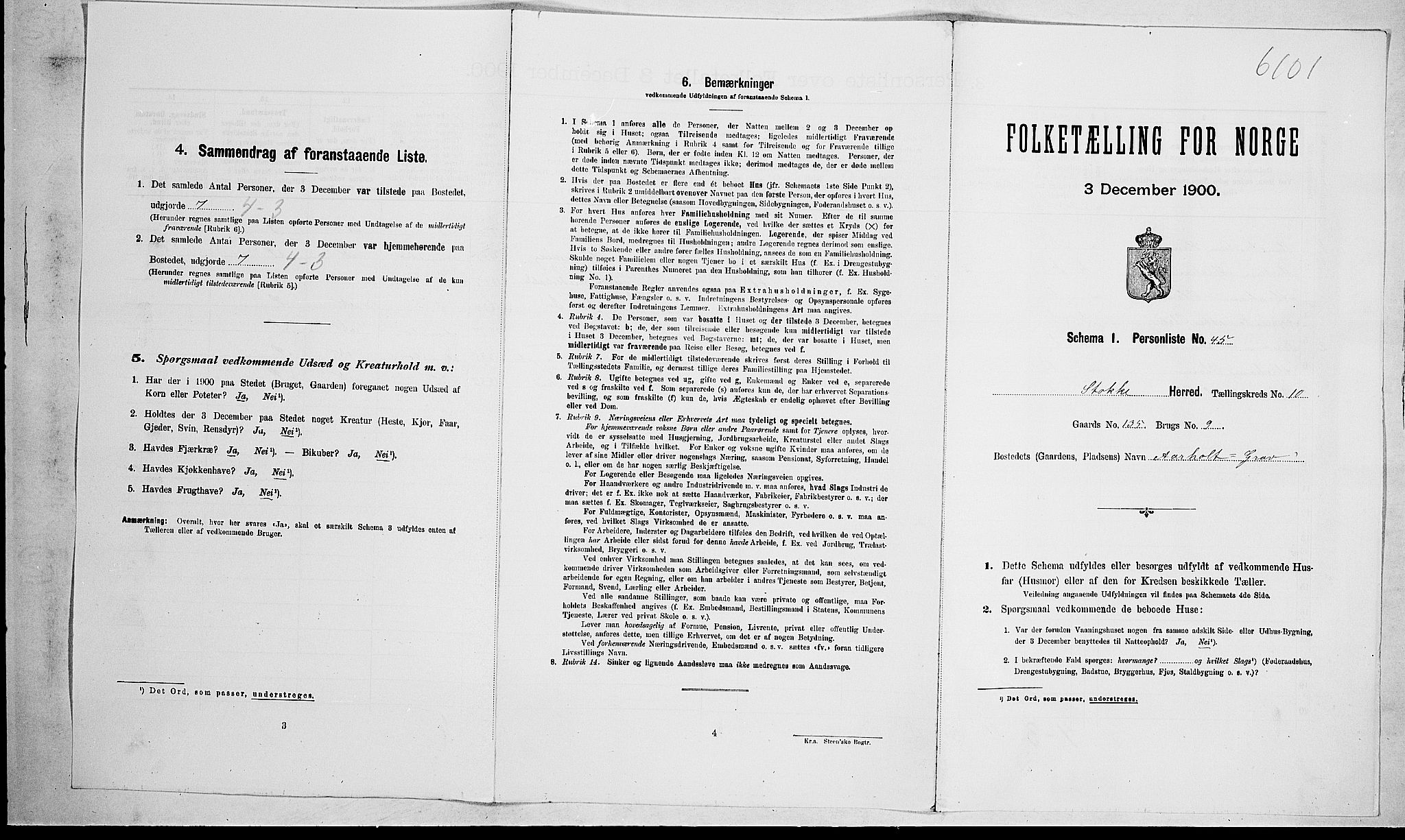 RA, 1900 census for Stokke, 1900, p. 1683