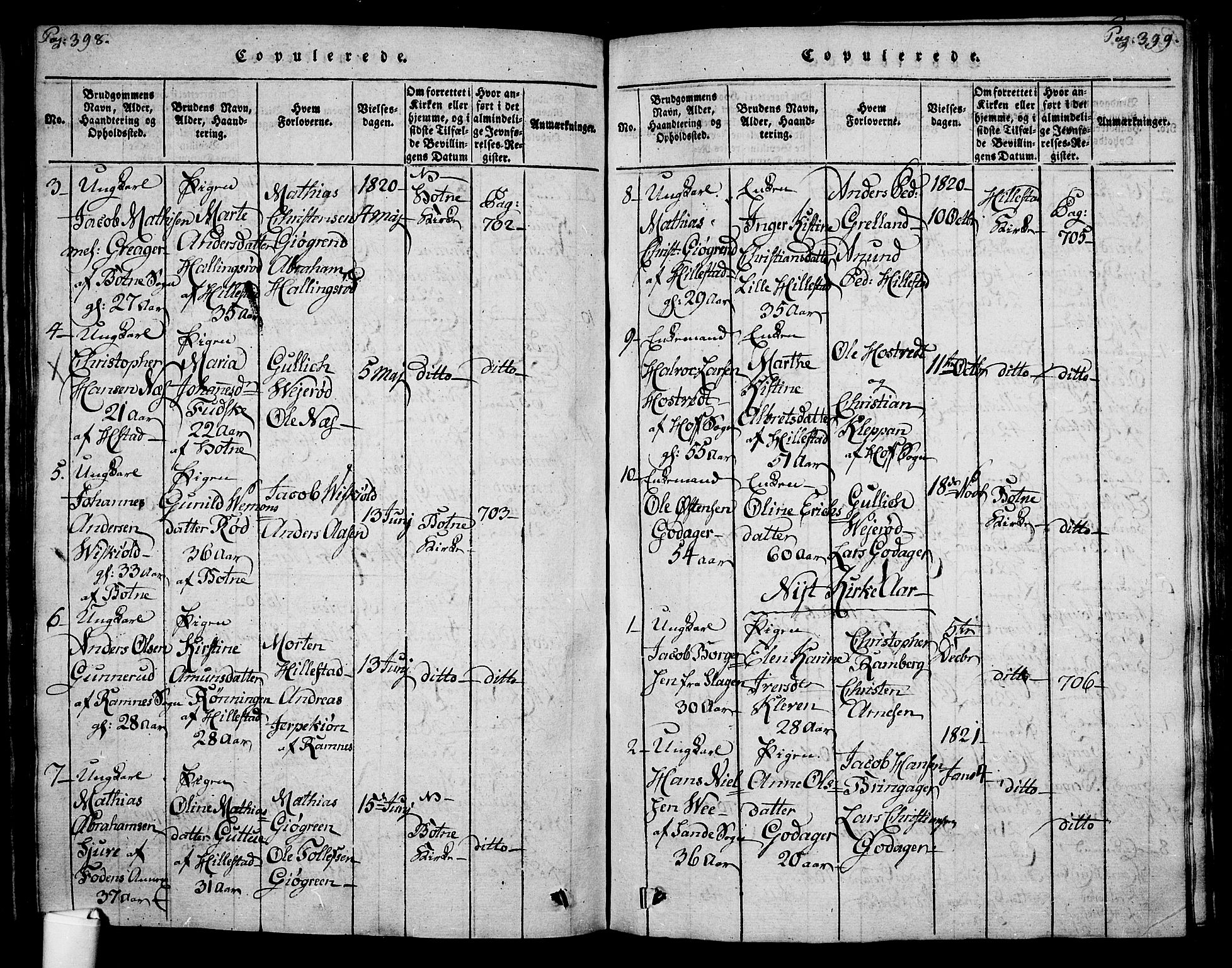 Botne kirkebøker, SAKO/A-340/F/Fa/L0005: Parish register (official) no. I 5, 1814-1836, p. 398-399