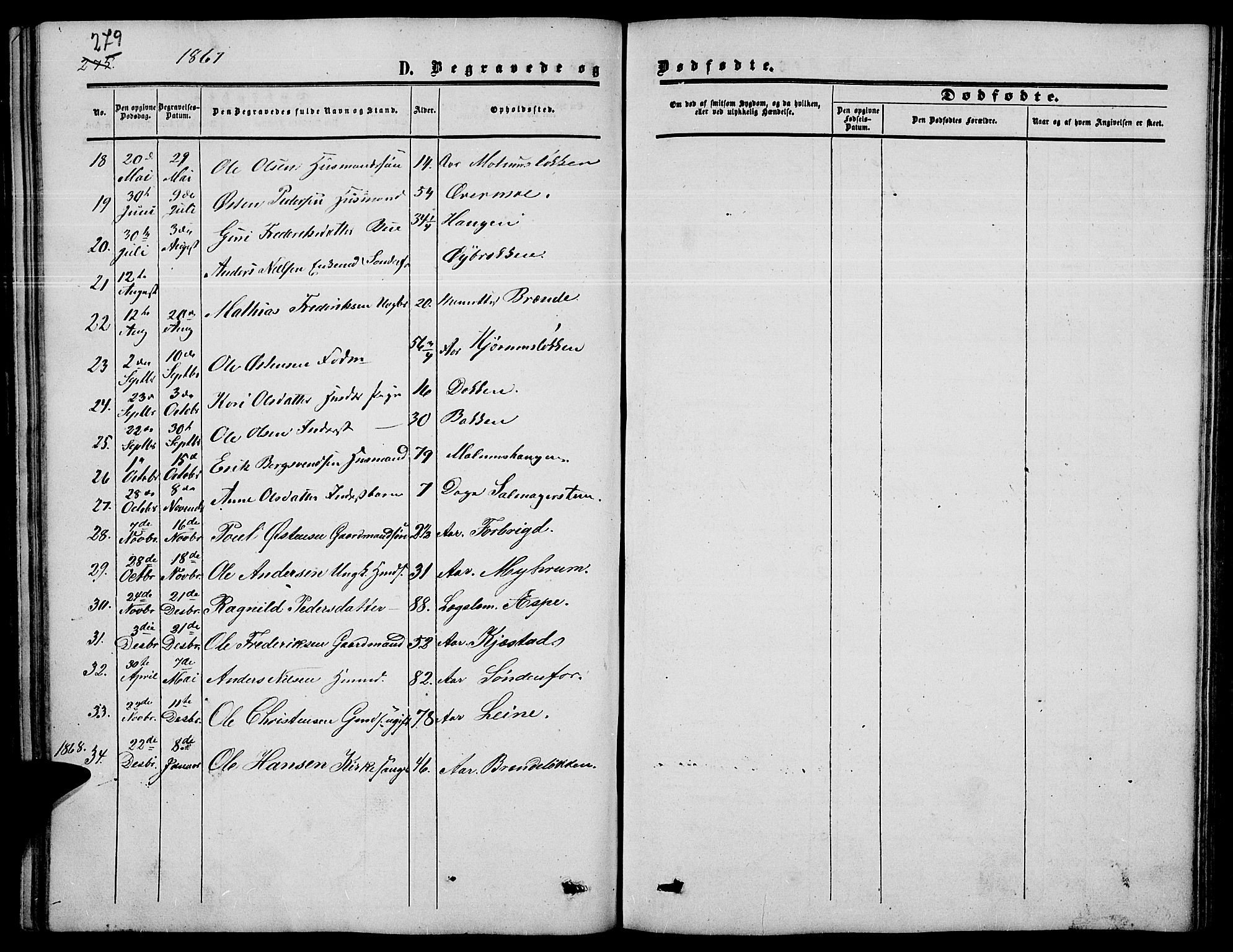 Nord-Fron prestekontor, SAH/PREST-080/H/Ha/Hab/L0003: Parish register (copy) no. 3, 1851-1886, p. 279