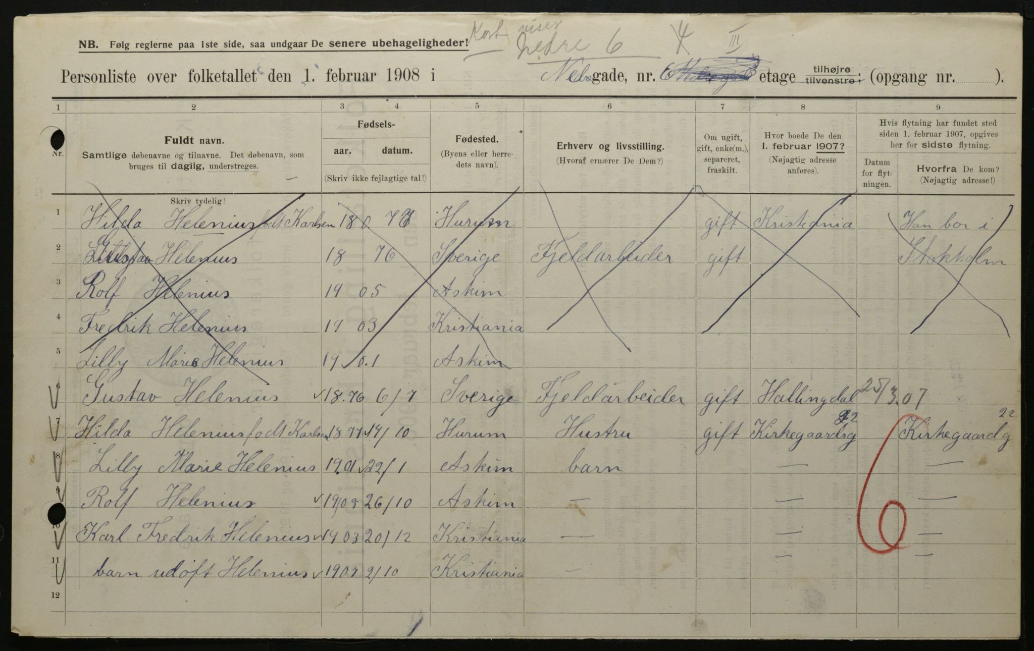 OBA, Municipal Census 1908 for Kristiania, 1908, p. 62003