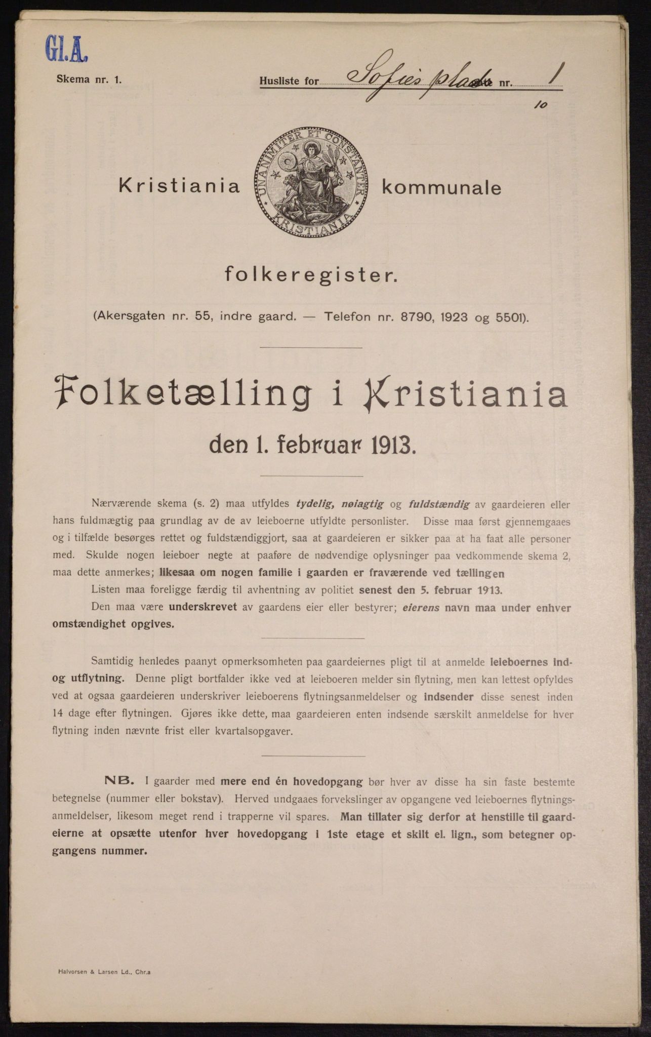 OBA, Municipal Census 1913 for Kristiania, 1913, p. 99355