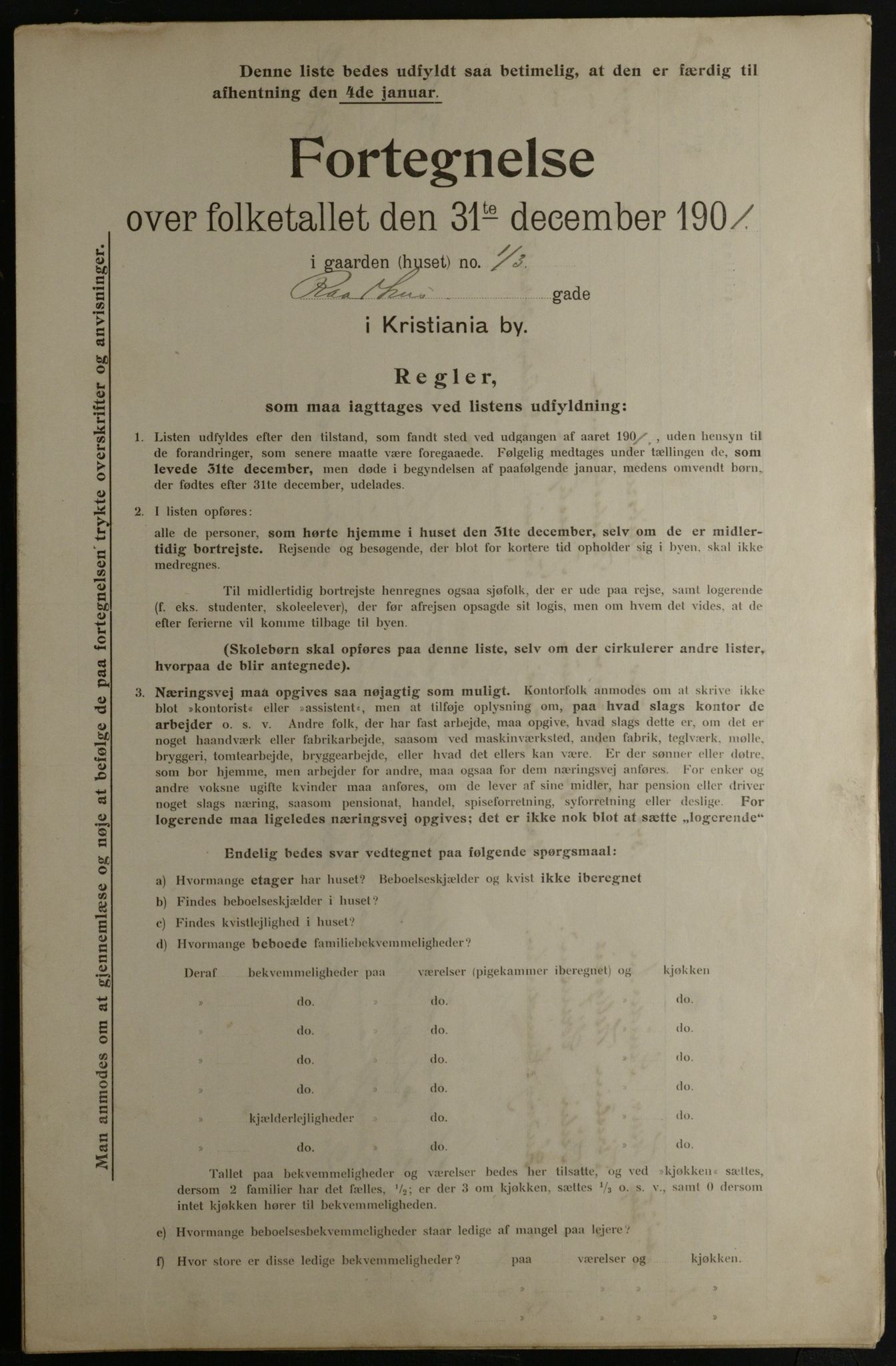 OBA, Municipal Census 1901 for Kristiania, 1901, p. 13216