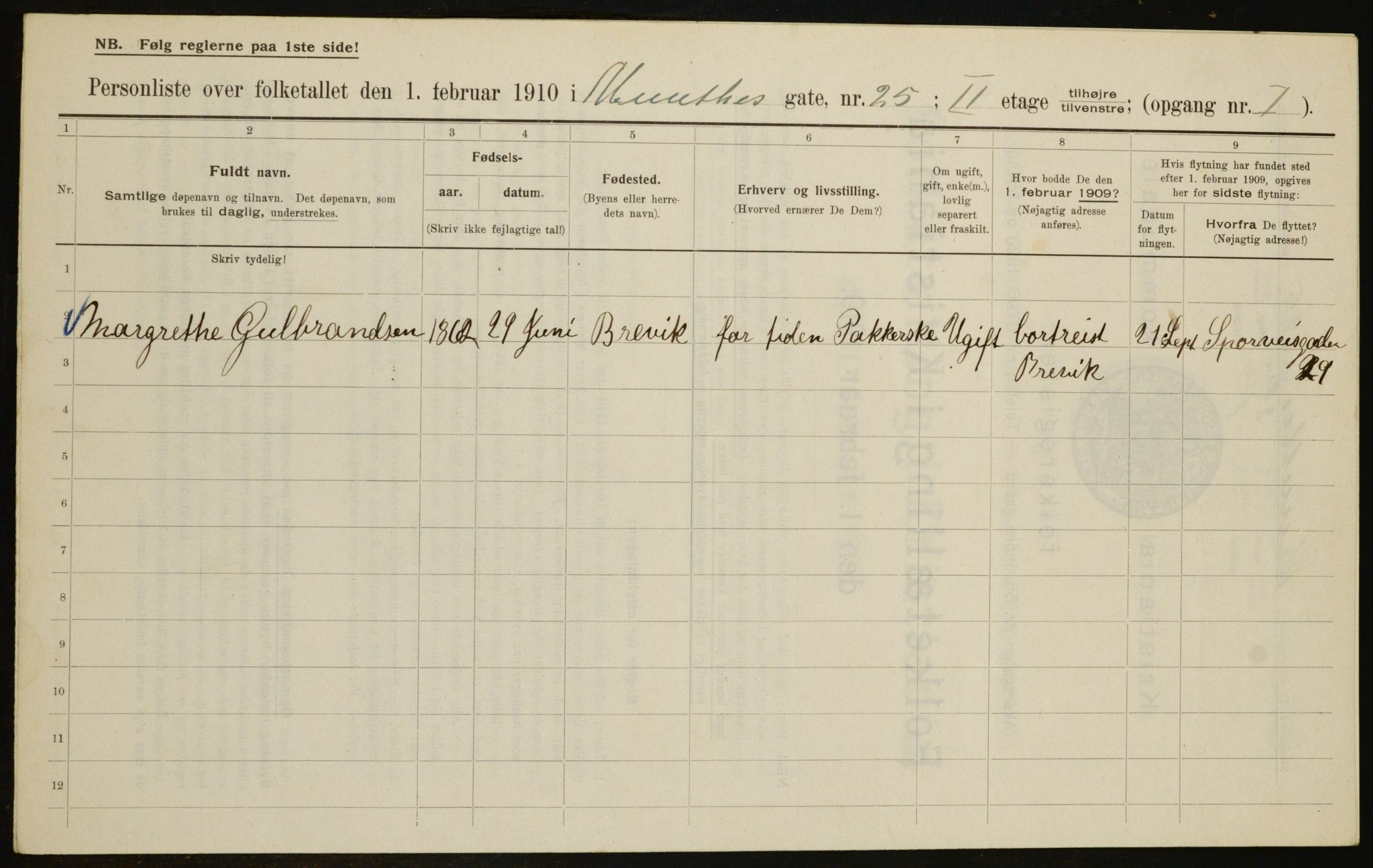 OBA, Municipal Census 1910 for Kristiania, 1910, p. 65757