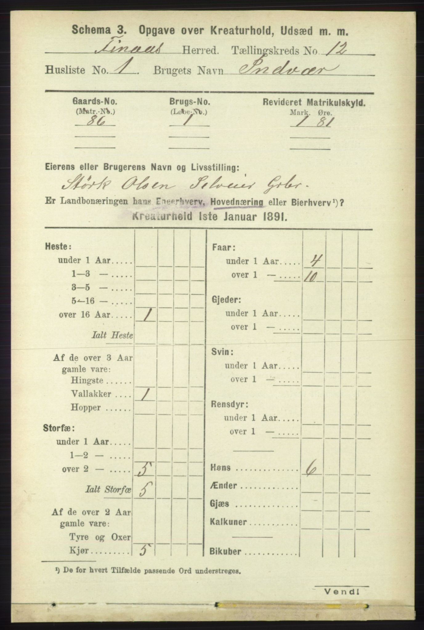 RA, 1891 census for 1218 Finnås, 1891, p. 7412