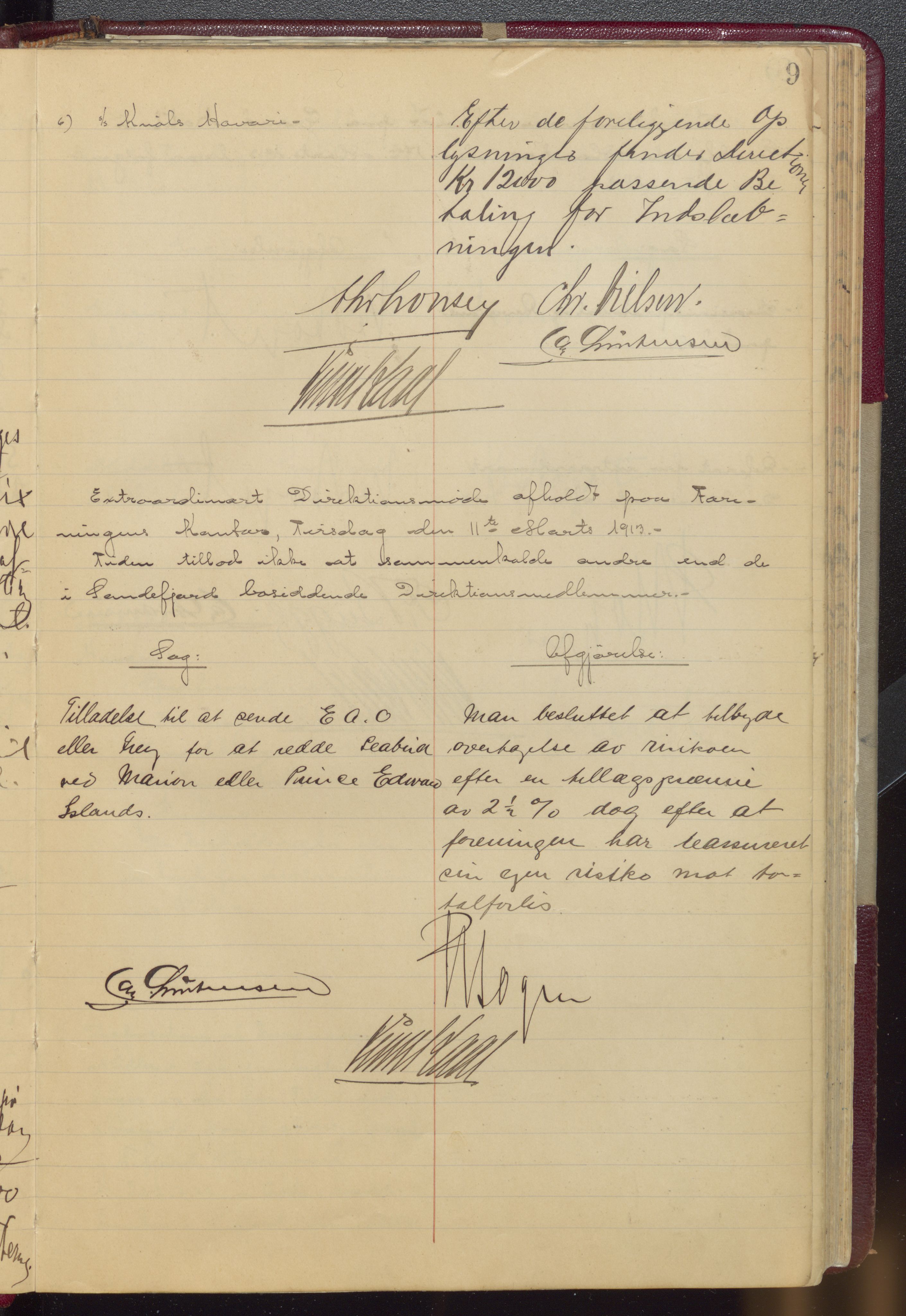 Hvalfangernes Assuranceforening, VEMU/ARS-A-1024/A/Ab/L0002: Direksjonsprotokoll, 1912-1962, p. 13