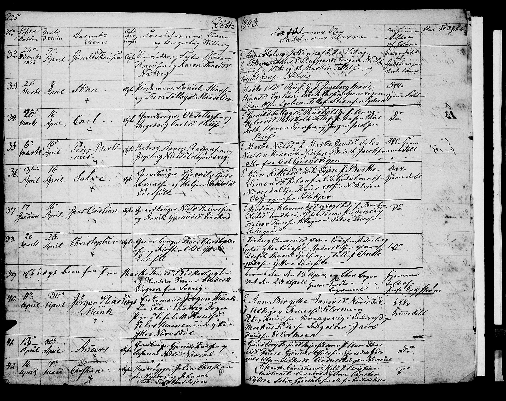 Øyestad sokneprestkontor, AV/SAK-1111-0049/F/Fb/L0005: Parish register (copy) no. B 5, 1833-1843, p. 225