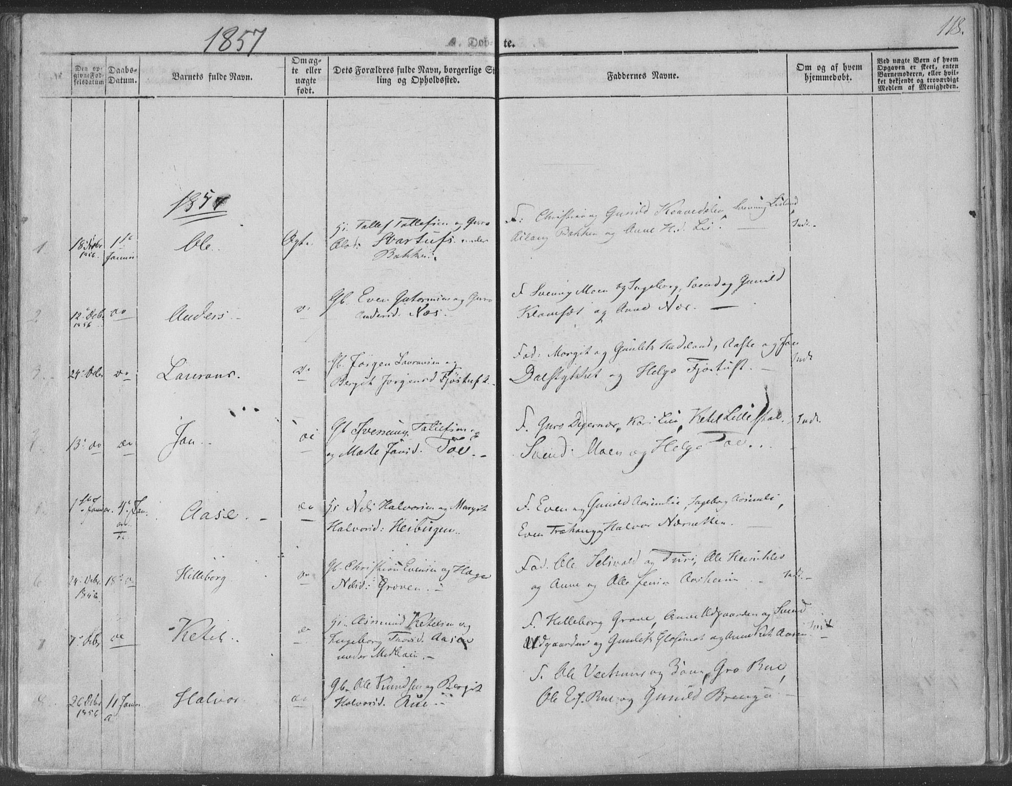 Seljord kirkebøker, SAKO/A-20/F/Fa/L012a: Parish register (official) no. I 12A, 1850-1865, p. 118