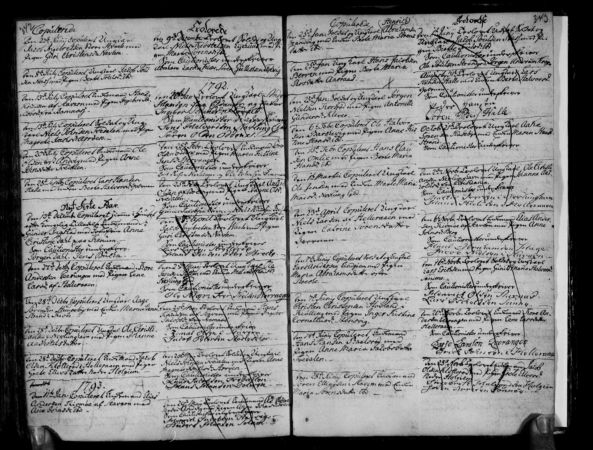 Brunlanes kirkebøker, AV/SAKO-A-342/F/Fa/L0001: Parish register (official) no. I 1, 1766-1801, p. 342-343