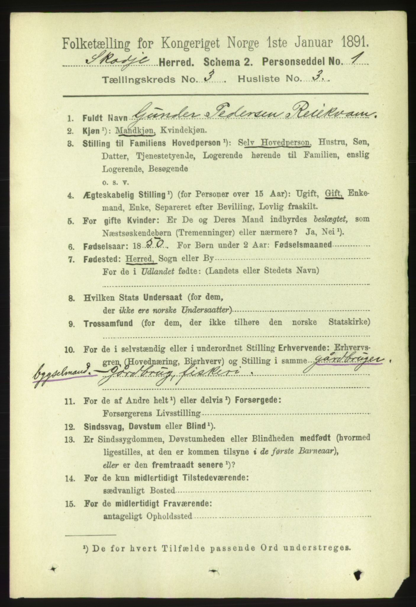 RA, 1891 census for 1529 Skodje, 1891, p. 463