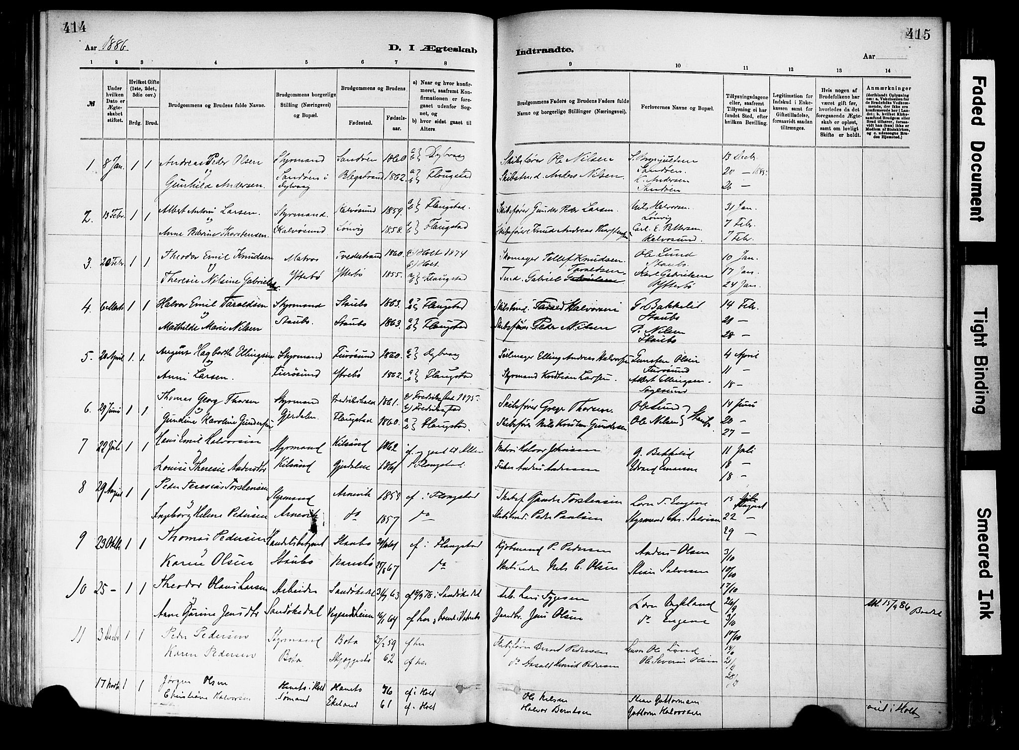 Dypvåg sokneprestkontor, AV/SAK-1111-0007/F/Fa/Fab/L0001: Parish register (official) no. A 1, 1885-1912, p. 414-415