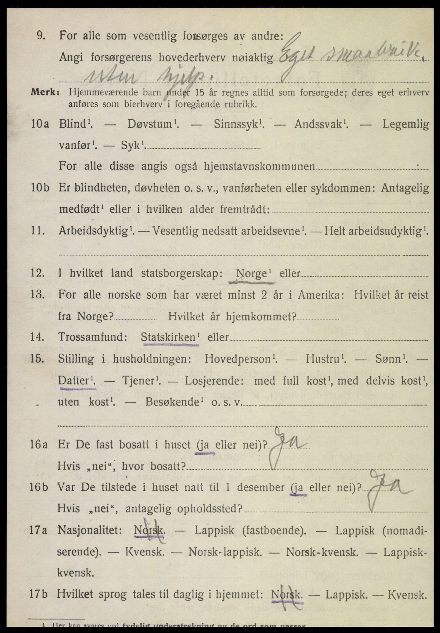 SAT, 1920 census for Verdal, 1920, p. 3736