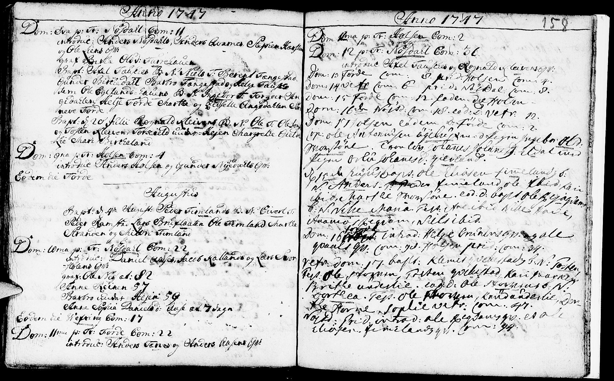Førde sokneprestembete, SAB/A-79901/H/Haa/Haaa/L0002: Parish register (official) no. A 2, 1728-1748, p. 158