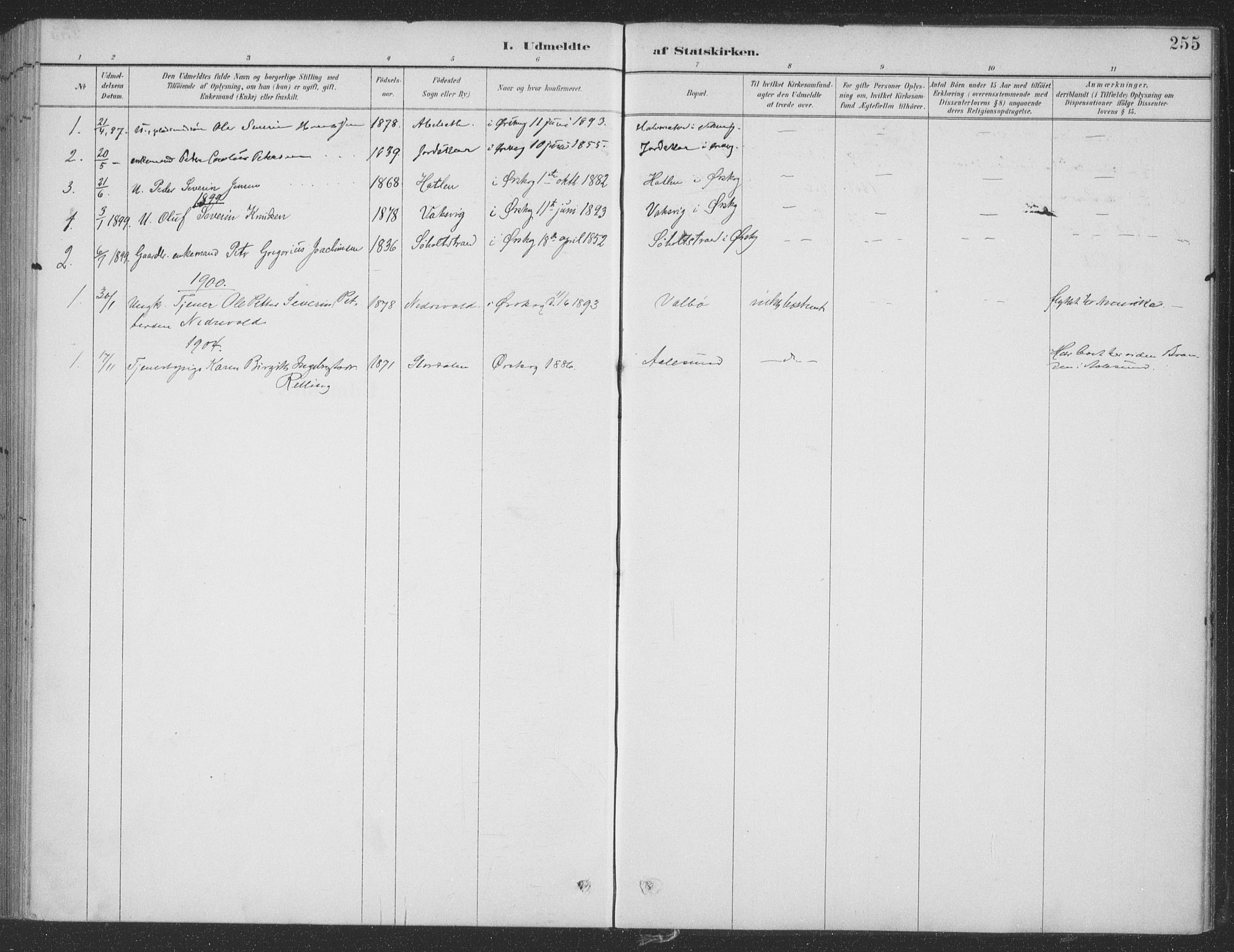 Ministerialprotokoller, klokkerbøker og fødselsregistre - Møre og Romsdal, SAT/A-1454/522/L0316: Parish register (official) no. 522A11, 1890-1911, p. 255