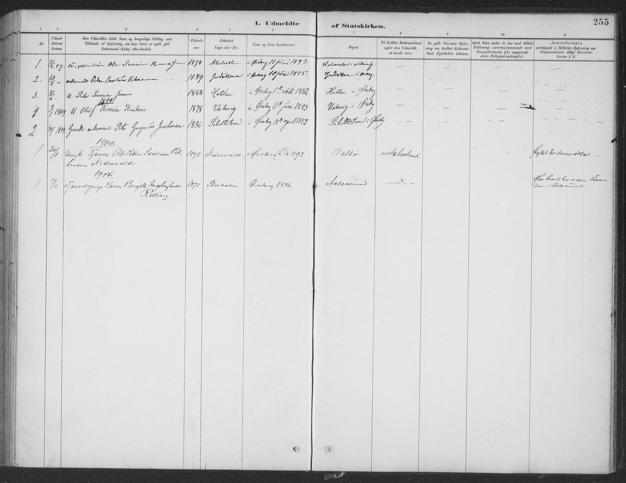 Ministerialprotokoller, klokkerbøker og fødselsregistre - Møre og Romsdal, AV/SAT-A-1454/522/L0316: Parish register (official) no. 522A11, 1890-1911, p. 255