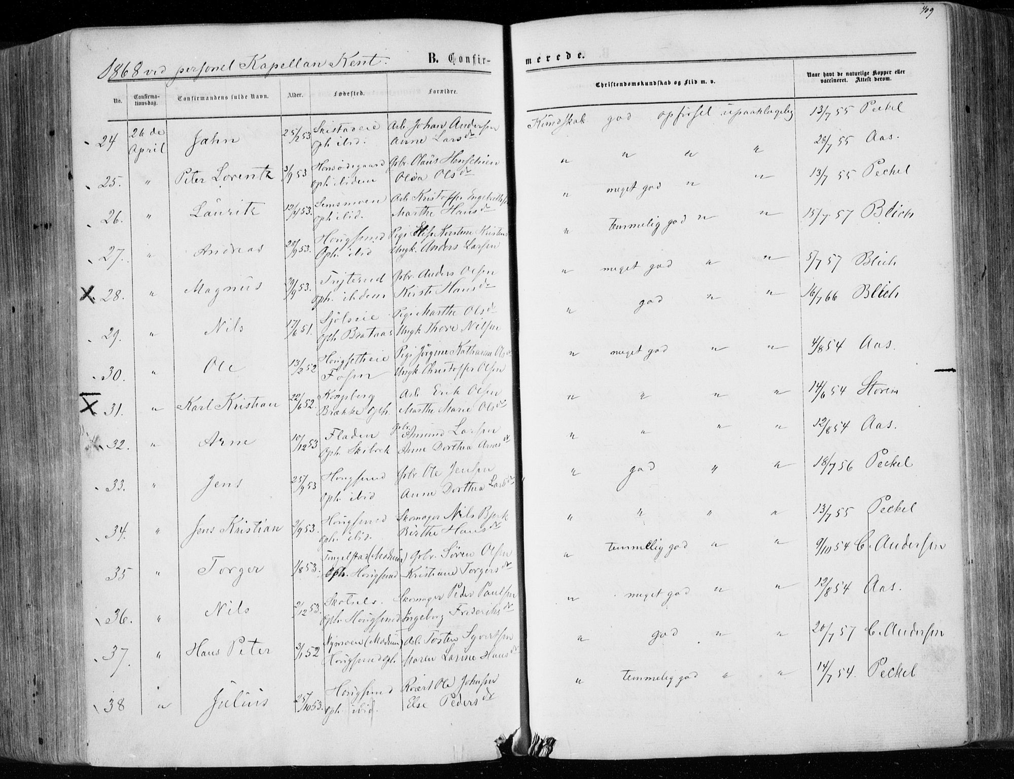 Eiker kirkebøker, AV/SAKO-A-4/F/Fa/L0016: Parish register (official) no. I 16, 1860-1868, p. 409