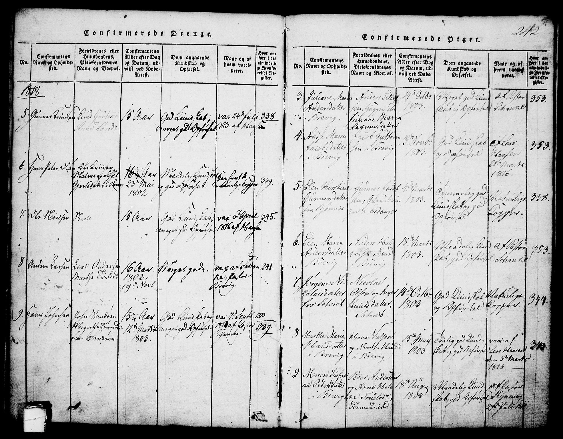Brevik kirkebøker, SAKO/A-255/G/Ga/L0001: Parish register (copy) no. 1, 1814-1845, p. 242