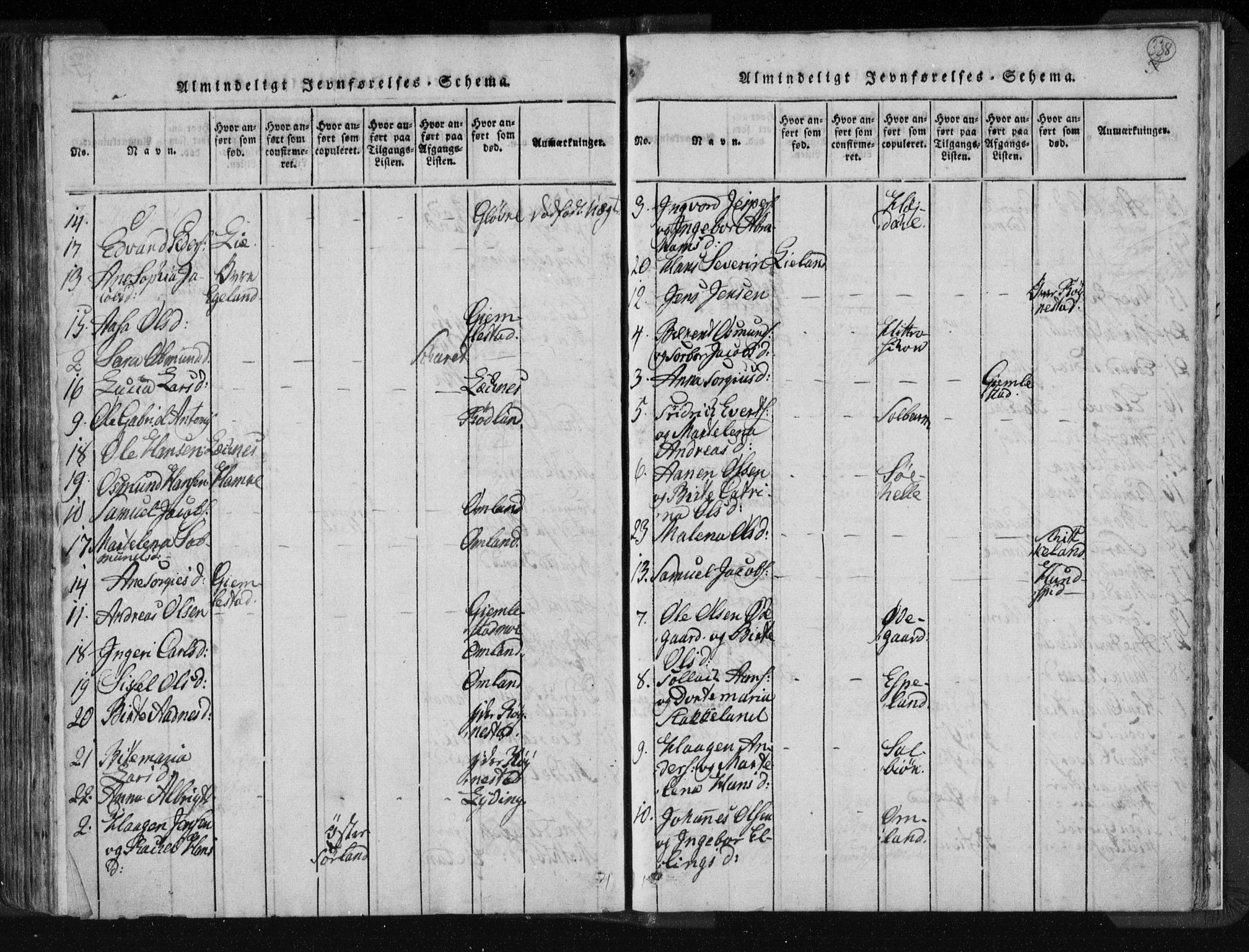 Kvinesdal sokneprestkontor, AV/SAK-1111-0026/F/Fa/Fab/L0003: Parish register (official) no. A 3, 1815-1829, p. 338