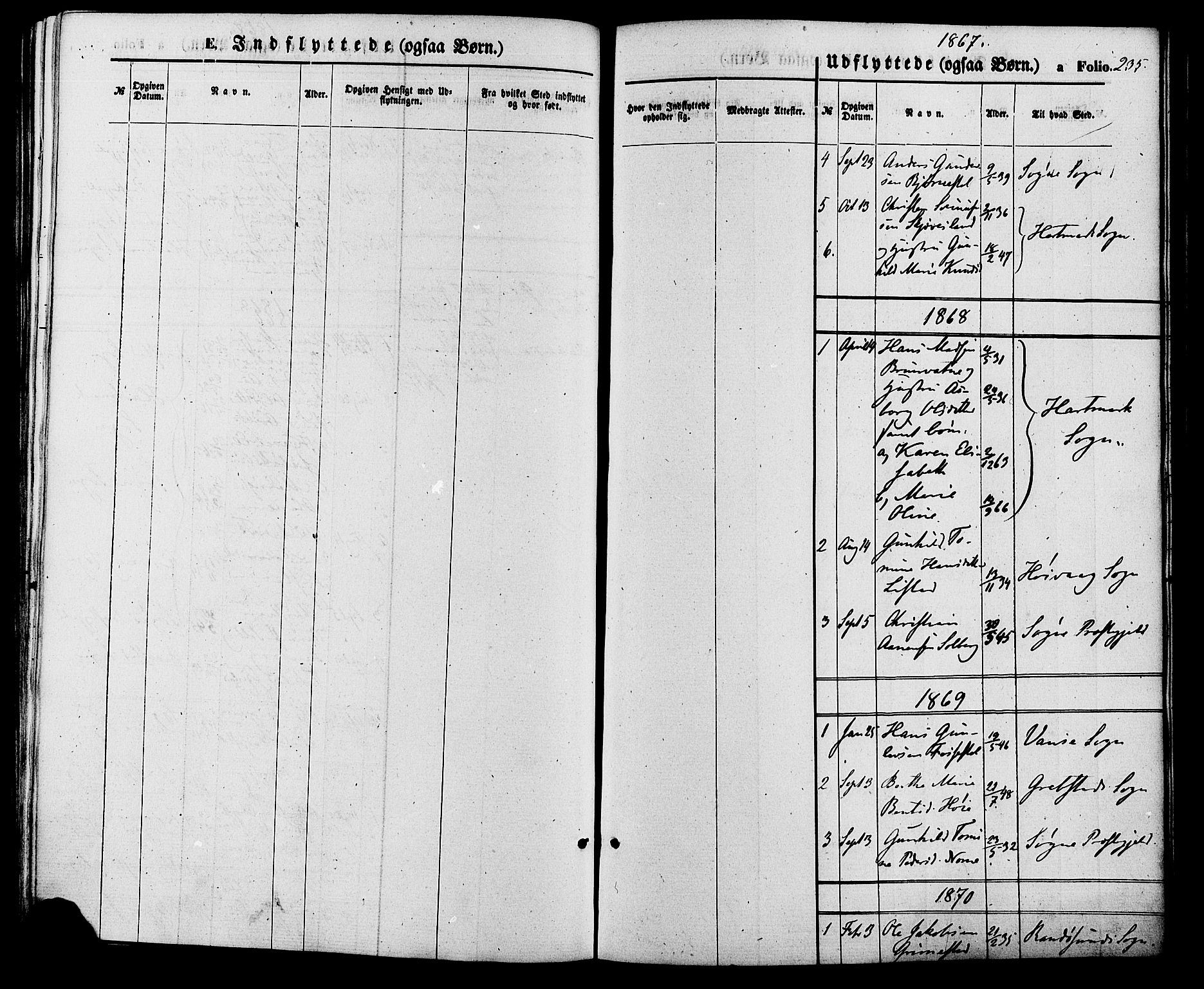 Holum sokneprestkontor, AV/SAK-1111-0022/F/Fa/Fac/L0003: Parish register (official) no. A 3, 1860-1883, p. 235