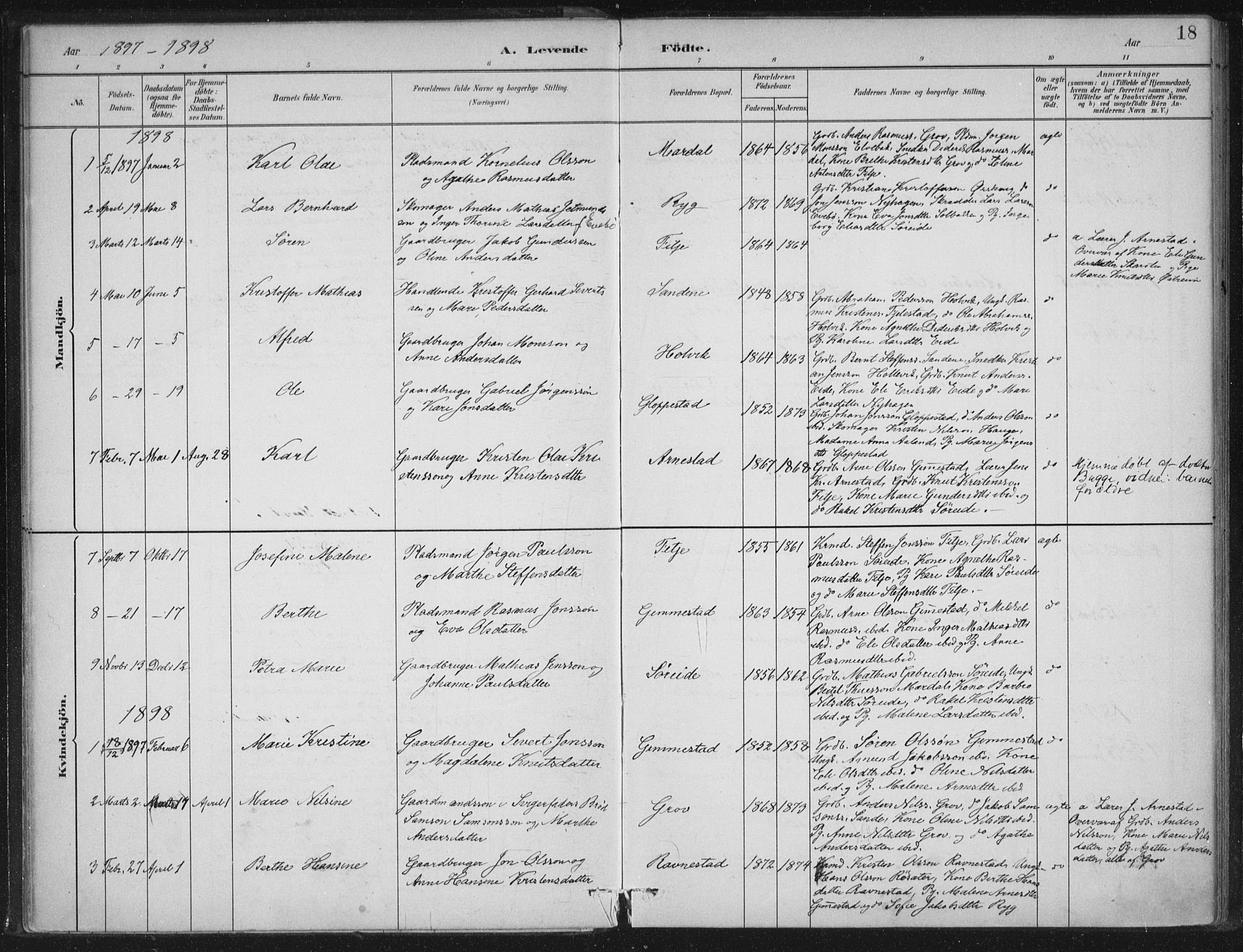 Gloppen sokneprestembete, SAB/A-80101/H/Haa/Haad/L0001: Parish register (official) no. D  1, 1885-1910, p. 18