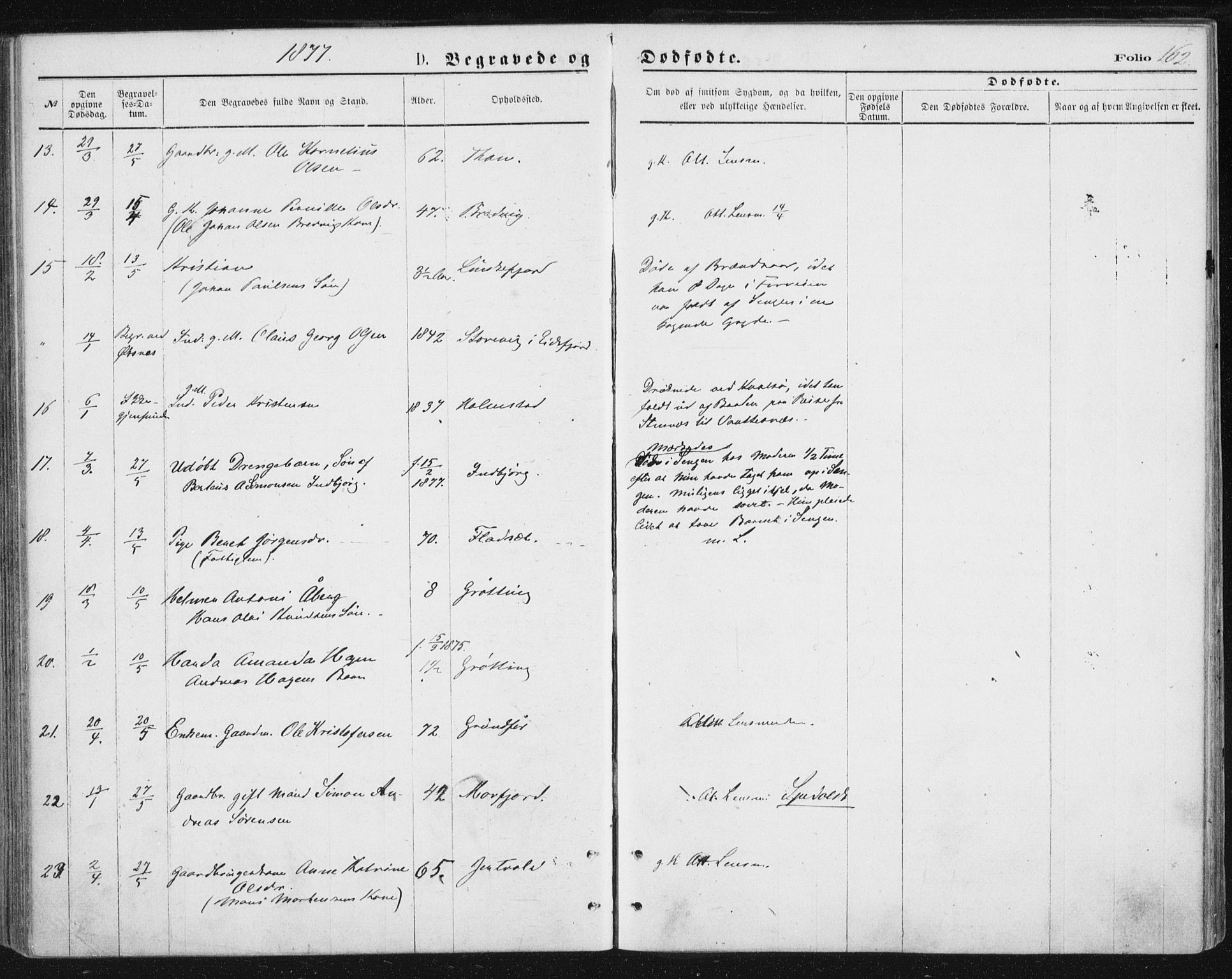 Ministerialprotokoller, klokkerbøker og fødselsregistre - Nordland, SAT/A-1459/888/L1243: Parish register (official) no. 888A09, 1876-1879, p. 162