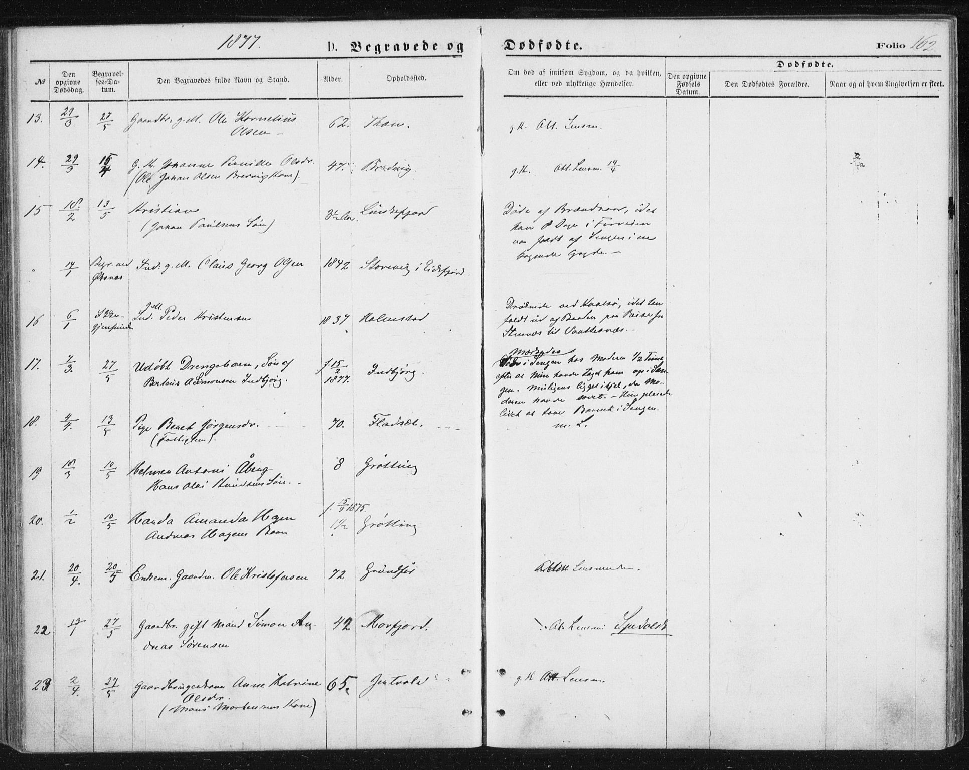 Ministerialprotokoller, klokkerbøker og fødselsregistre - Nordland, AV/SAT-A-1459/888/L1243: Parish register (official) no. 888A09, 1876-1879, p. 162