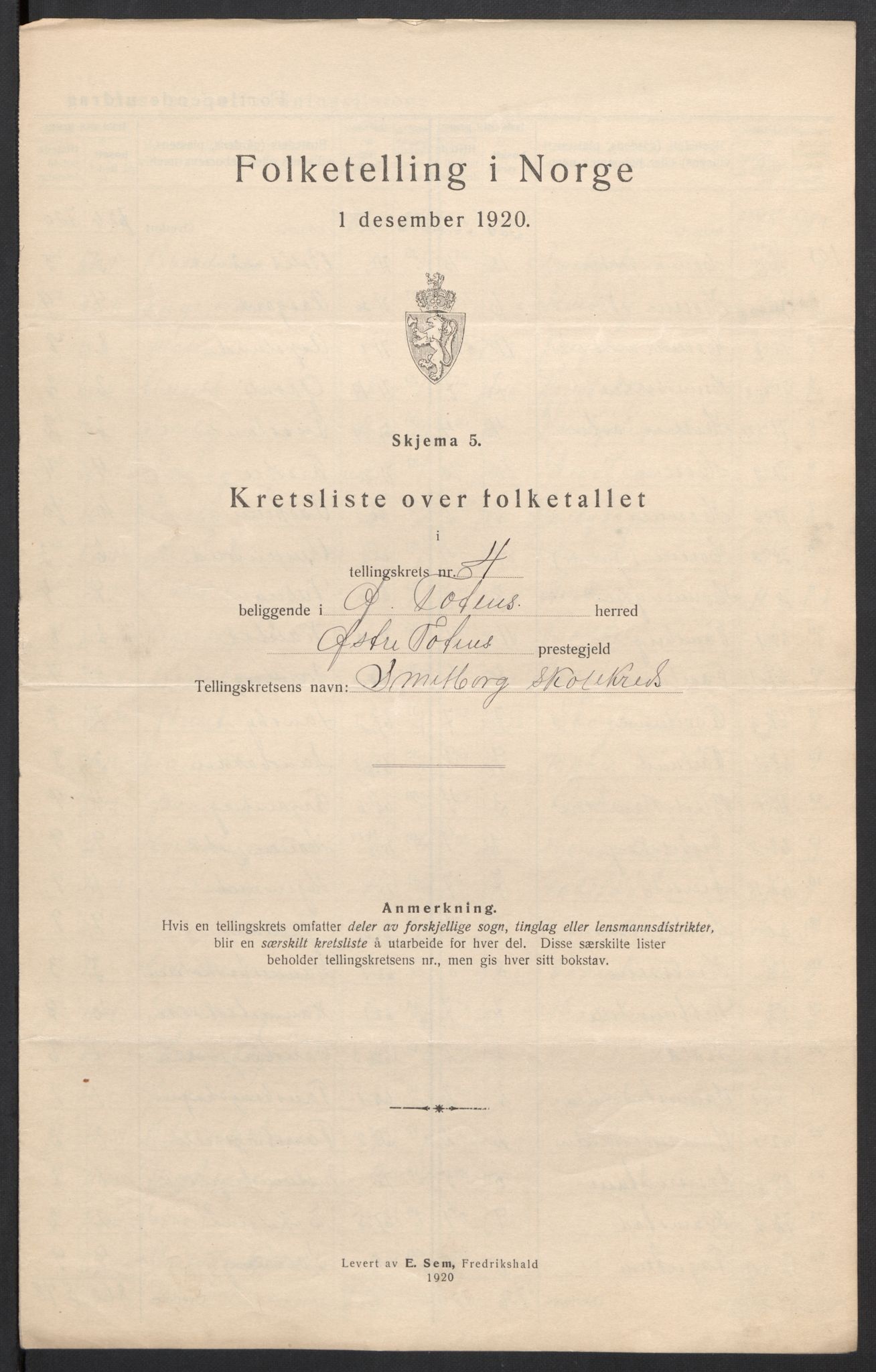 SAH, 1920 census for Østre Toten, 1920, p. 27
