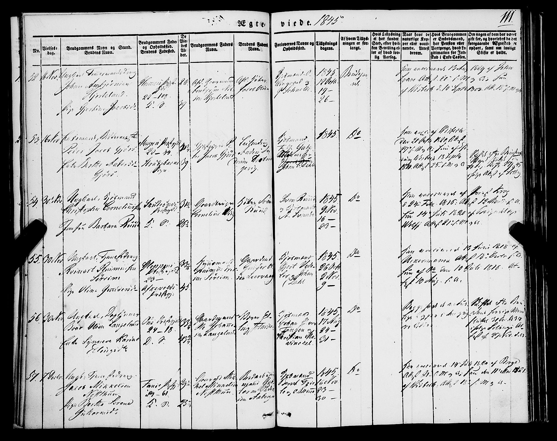 Korskirken sokneprestembete, SAB/A-76101/H/Haa/L0034: Parish register (official) no. D 1, 1832-1852, p. 111