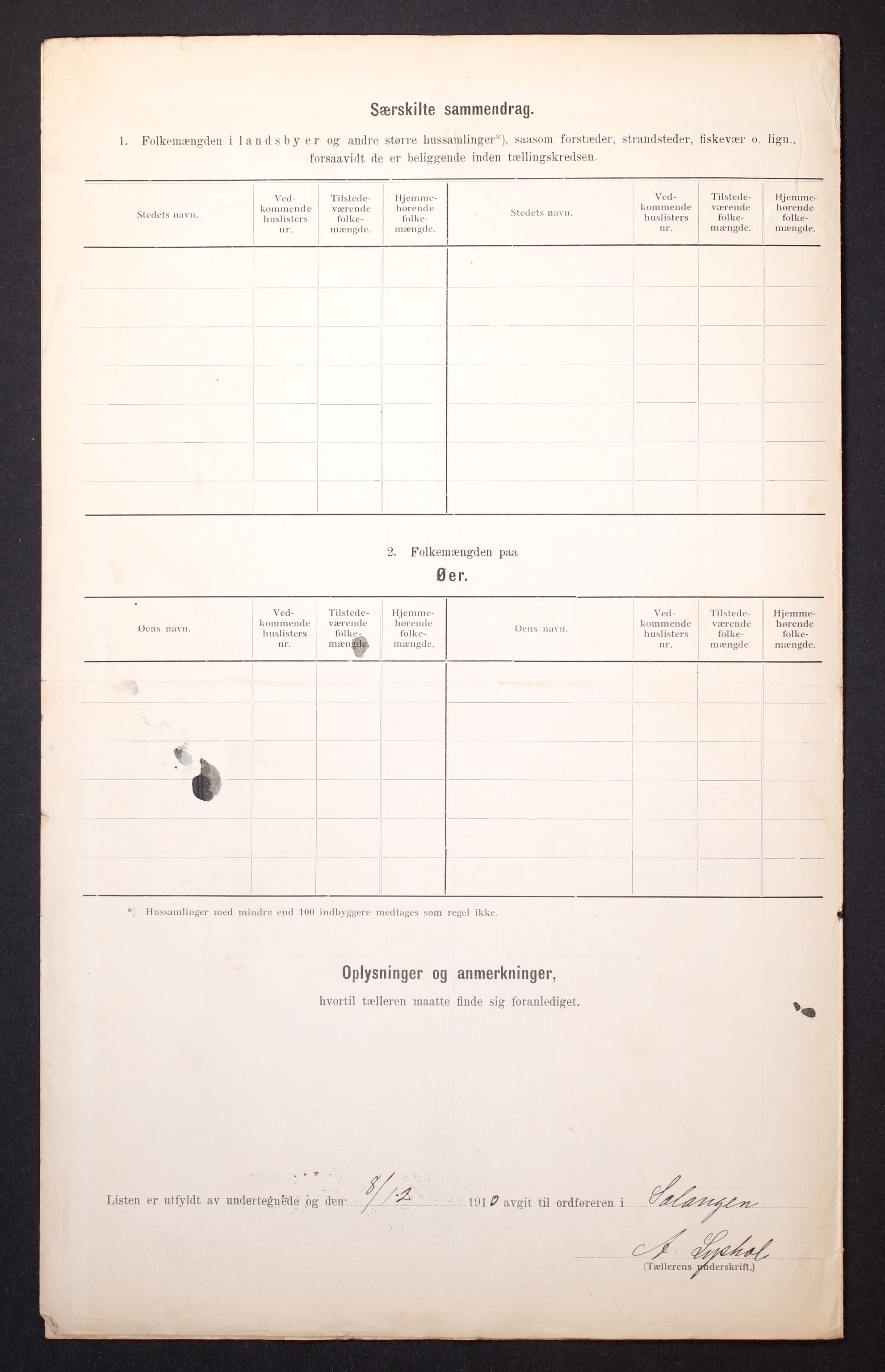 RA, 1910 census for Salangen, 1910, p. 48