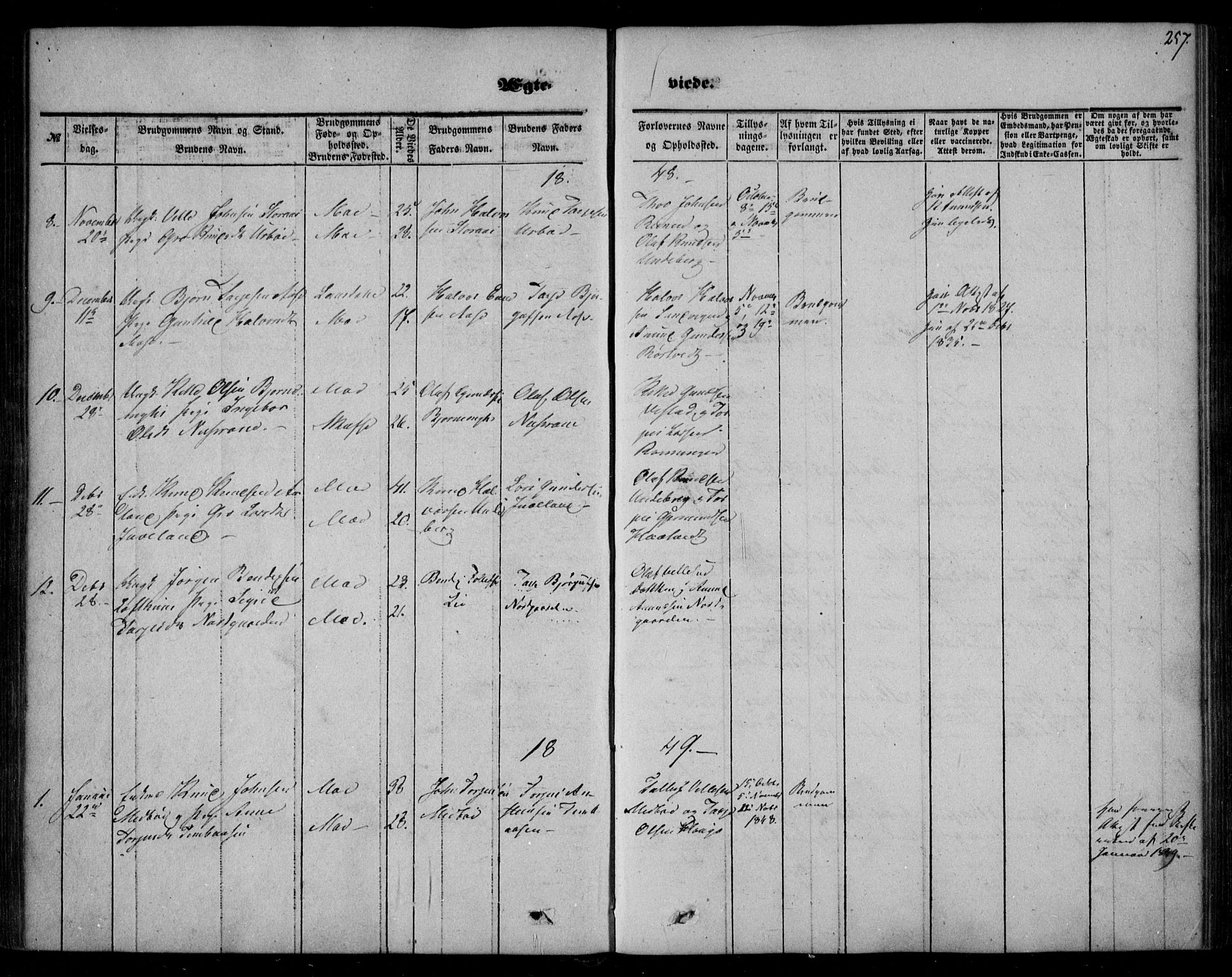 Mo kirkebøker, AV/SAKO-A-286/F/Fa/L0005: Parish register (official) no. I 5, 1844-1864, p. 257