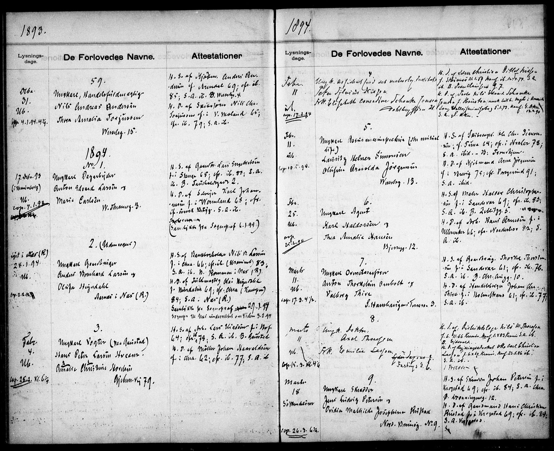 Gamle Aker prestekontor Kirkebøker, AV/SAO-A-10617a/H/L0002: Banns register no. 2, 1890-1900