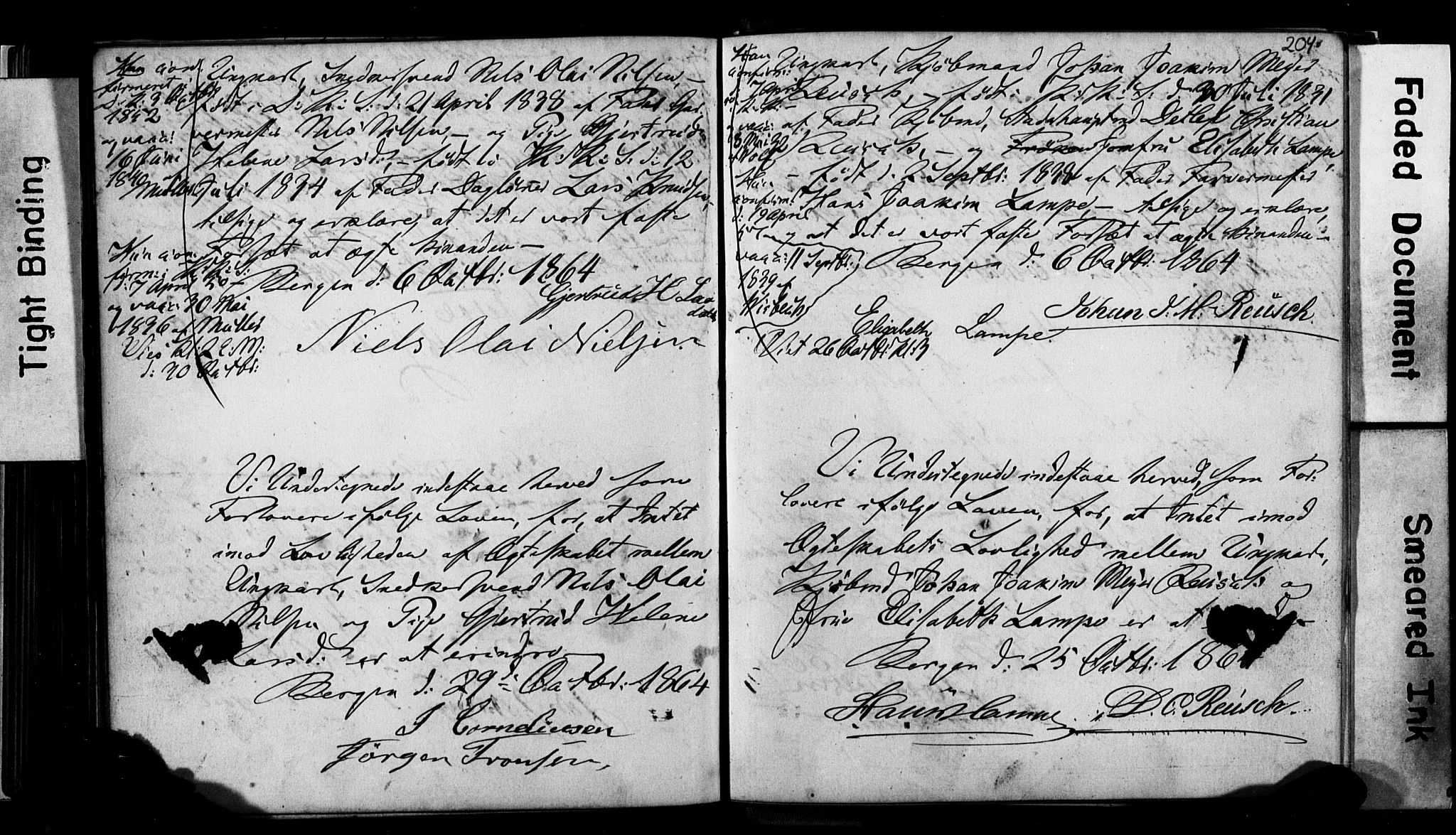 Korskirken sokneprestembete, AV/SAB-A-76101: Best man's statements no. II.5.2, 1859-1865, p. 204