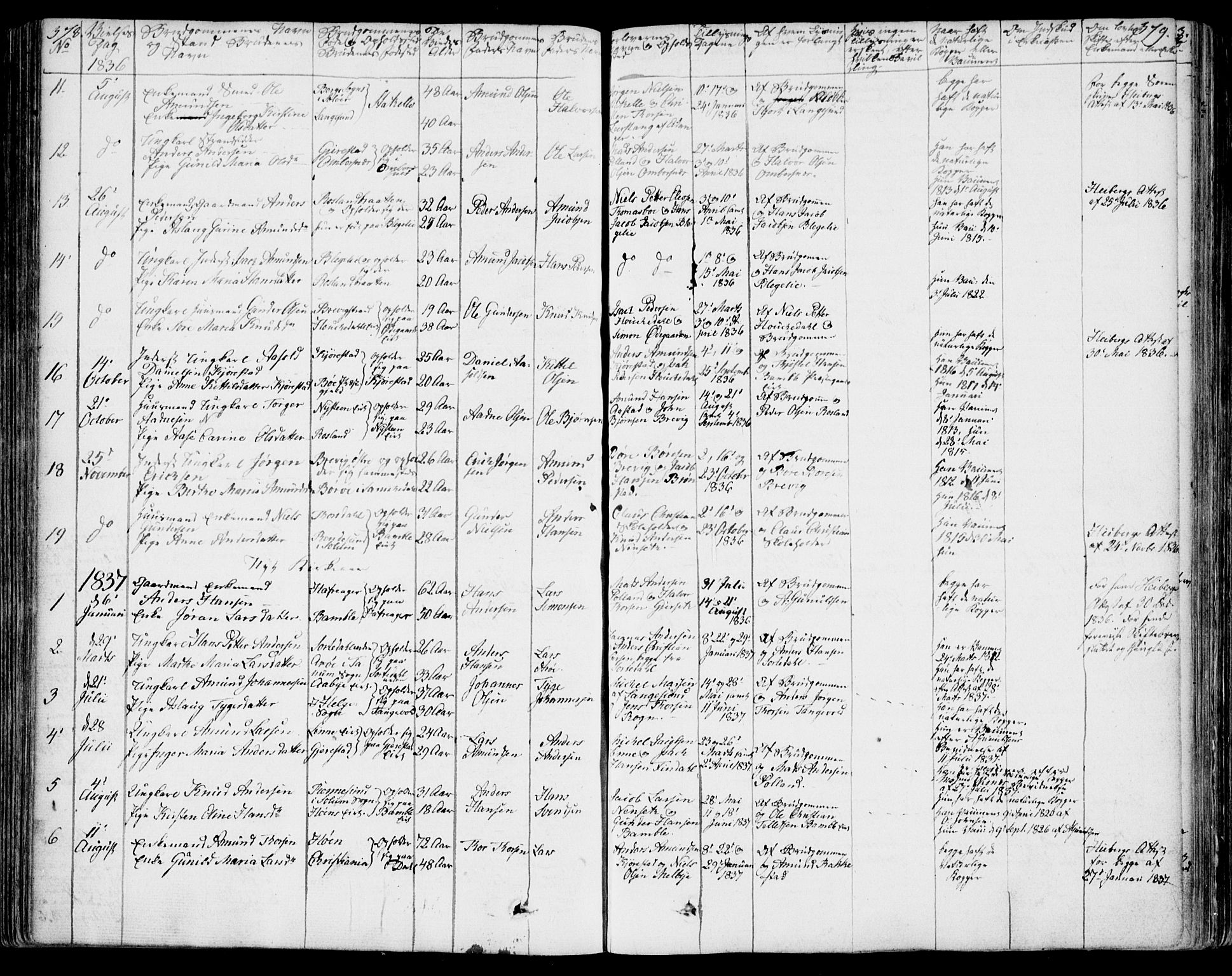 Bamble kirkebøker, SAKO/A-253/F/Fa/L0004: Parish register (official) no. I 4, 1834-1853, p. 378-379