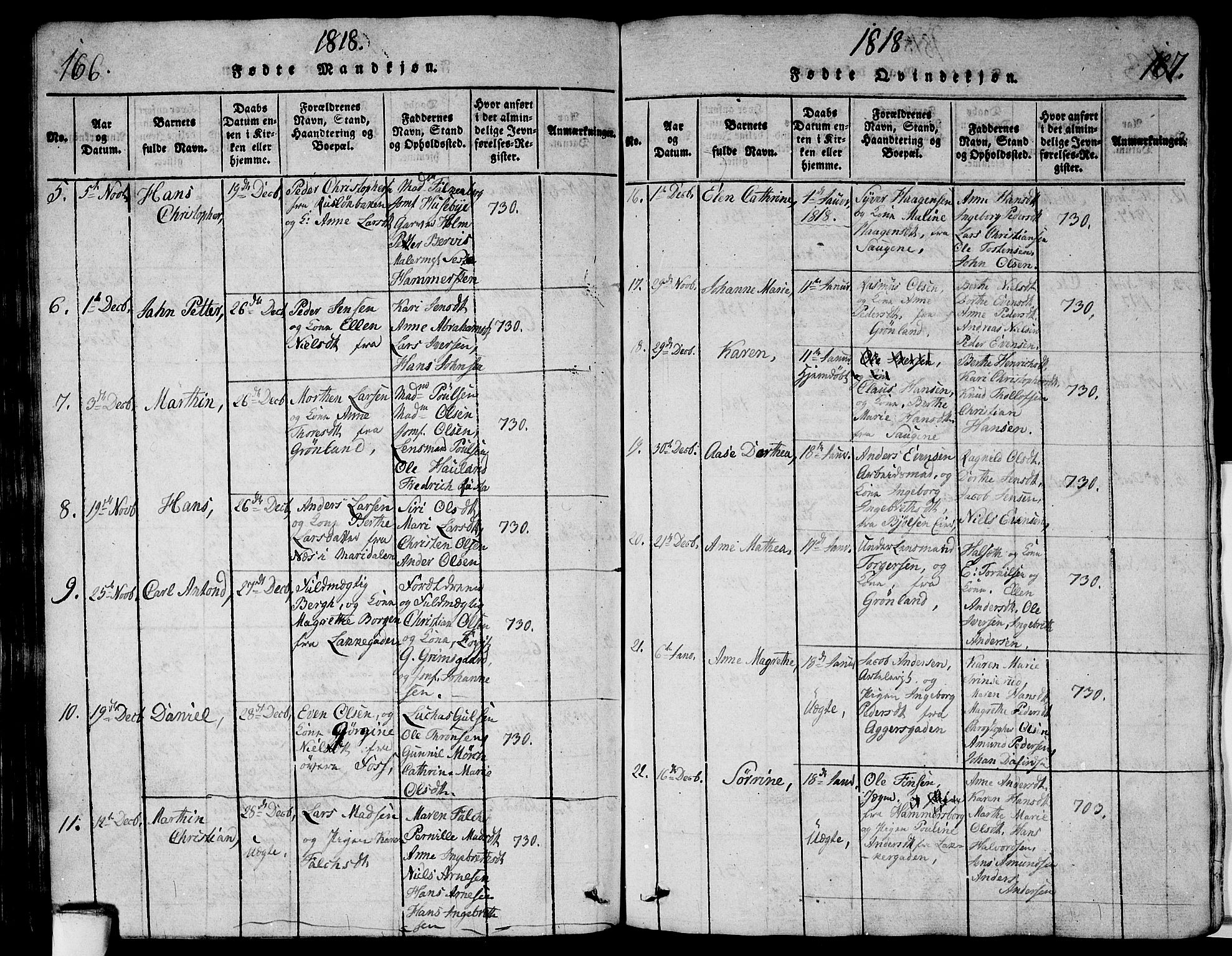 Aker prestekontor kirkebøker, AV/SAO-A-10861/G/L0002: Parish register (copy) no. 2, 1815-1819, p. 166-167