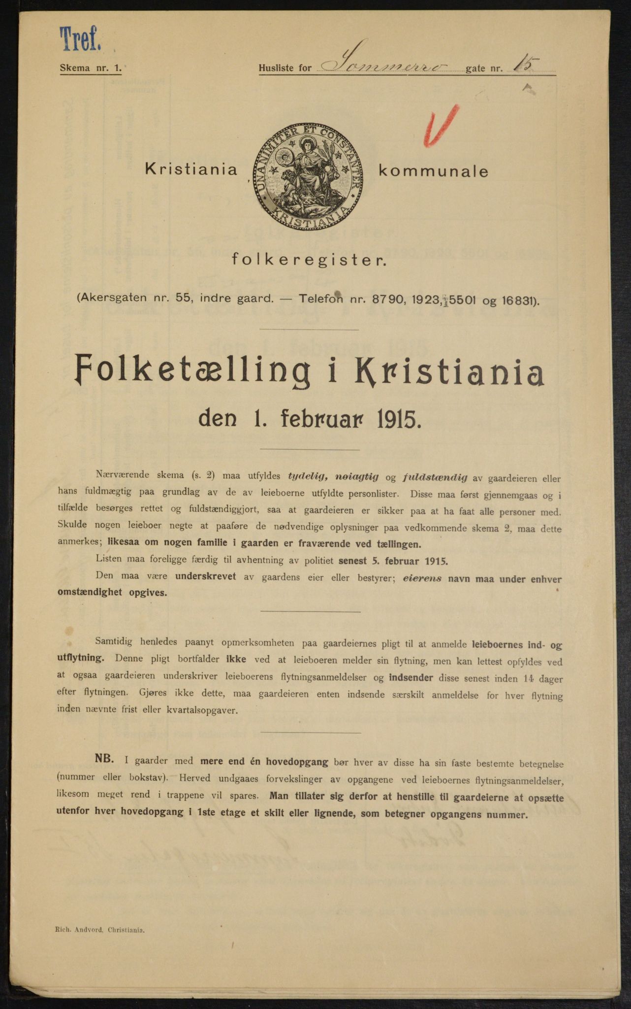 OBA, Municipal Census 1915 for Kristiania, 1915, p. 99579