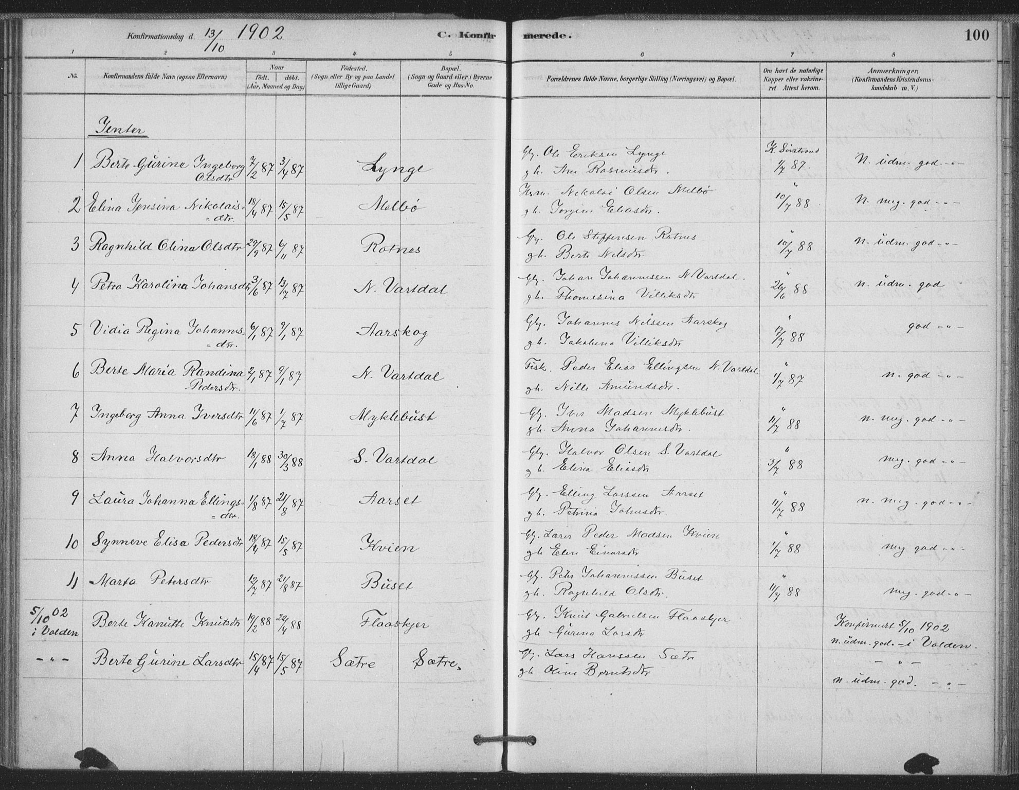 Ministerialprotokoller, klokkerbøker og fødselsregistre - Møre og Romsdal, AV/SAT-A-1454/514/L0199: Parish register (official) no. 514A01, 1878-1912, p. 100