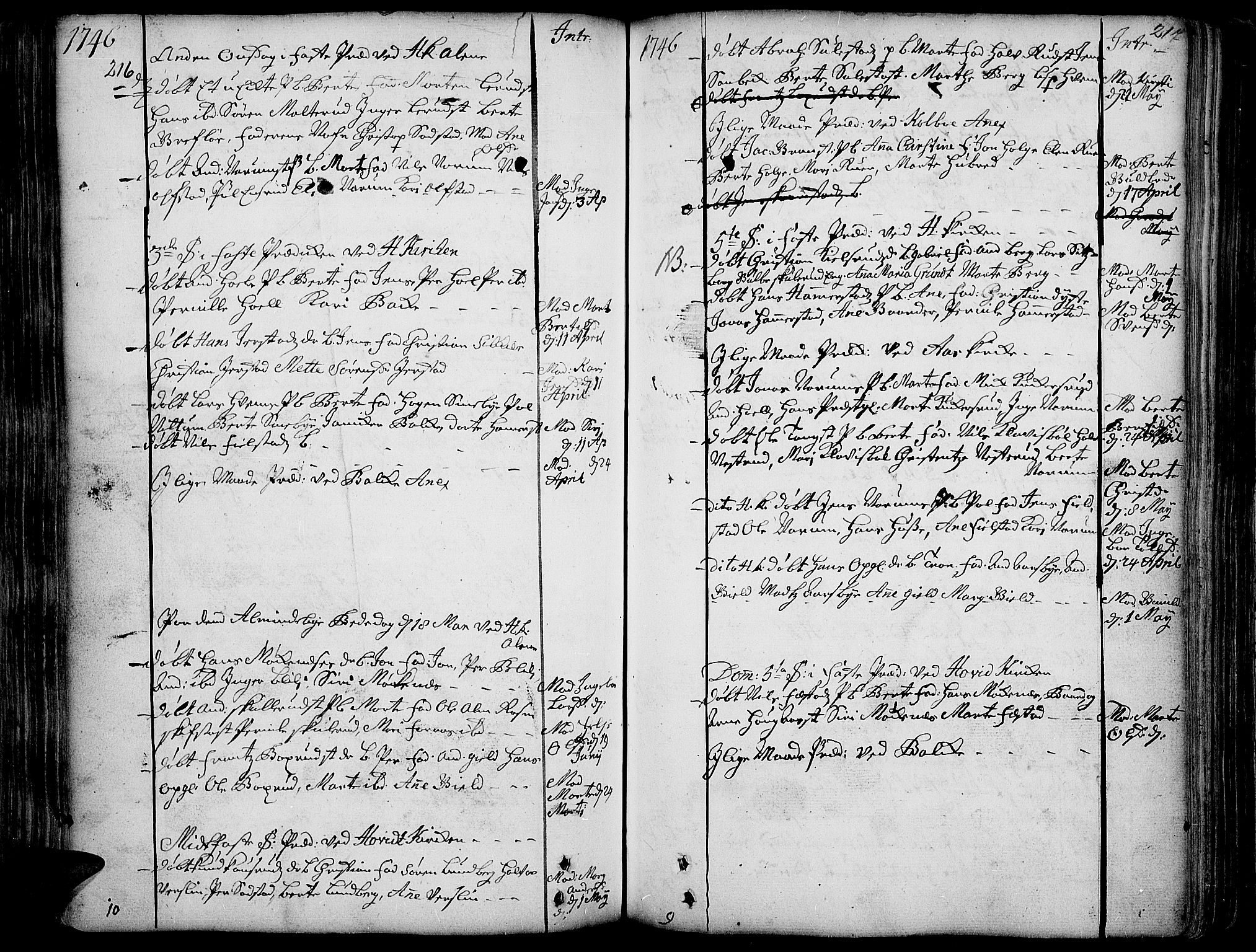 Toten prestekontor, AV/SAH-PREST-102/H/Ha/Haa/L0003: Parish register (official) no. 3, 1734-1751, p. 216-217
