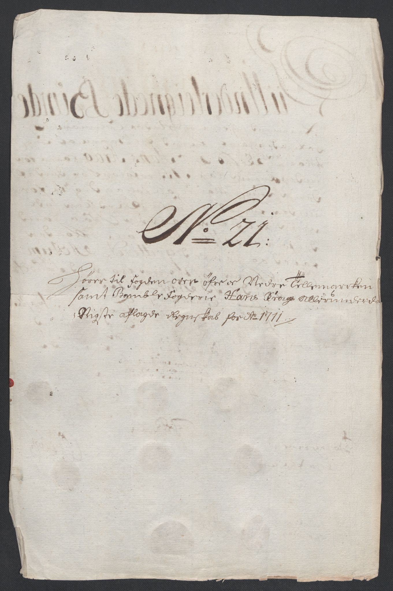 Rentekammeret inntil 1814, Reviderte regnskaper, Fogderegnskap, RA/EA-4092/R36/L2120: Fogderegnskap Øvre og Nedre Telemark og Bamble, 1711, p. 232