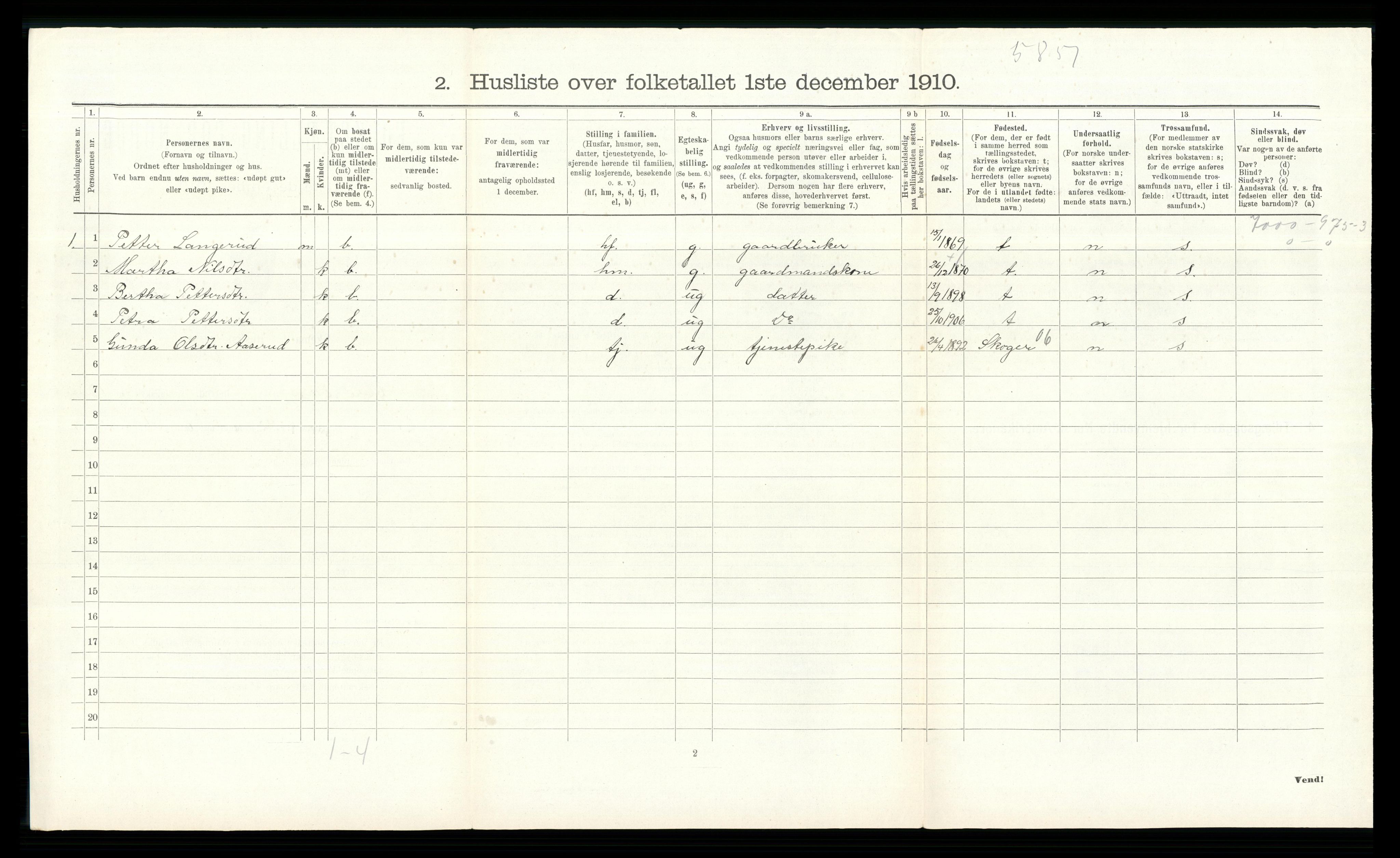 RA, 1910 census for Øvre Eiker, 1910, p. 2602