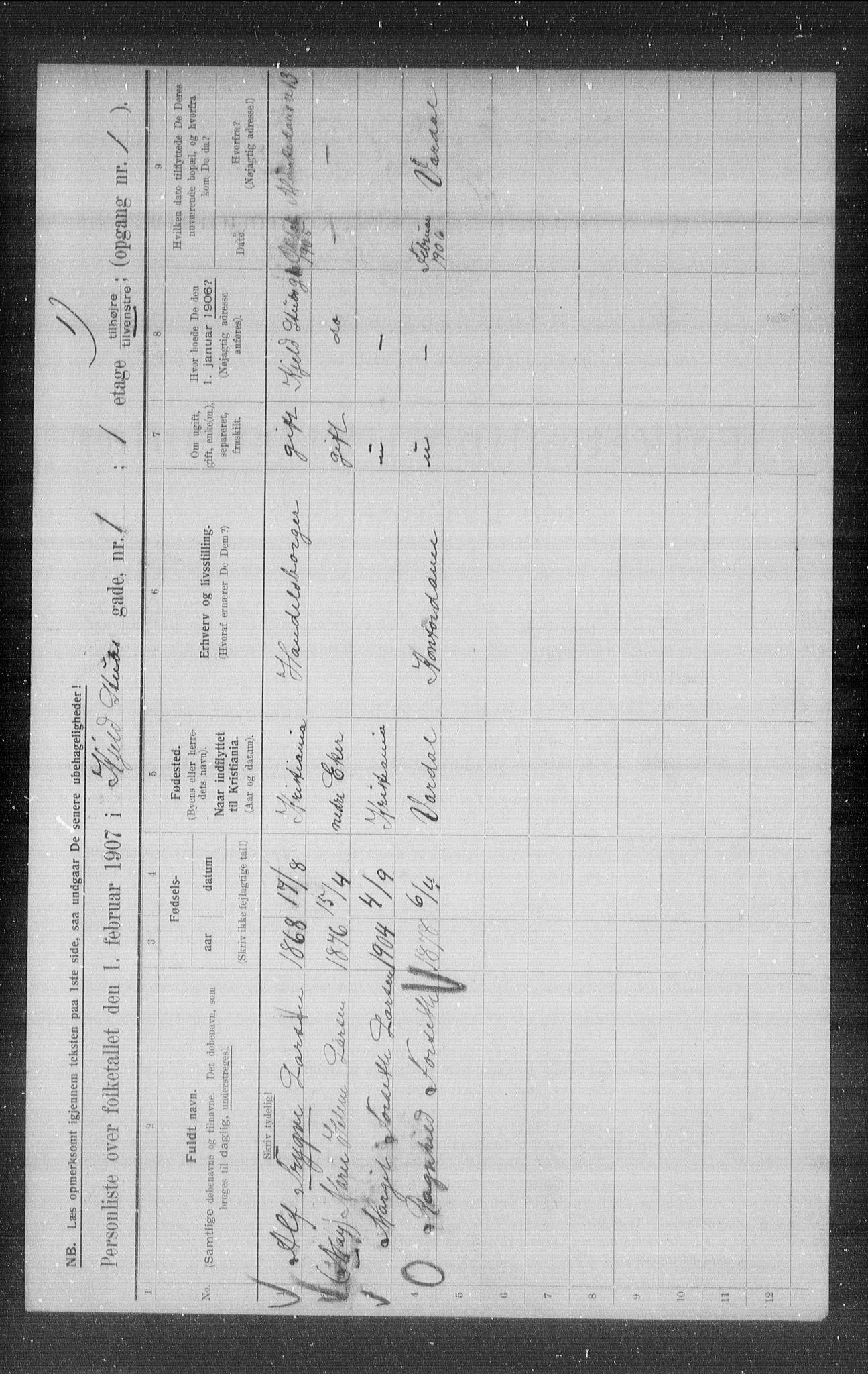 OBA, Municipal Census 1907 for Kristiania, 1907, p. 26150