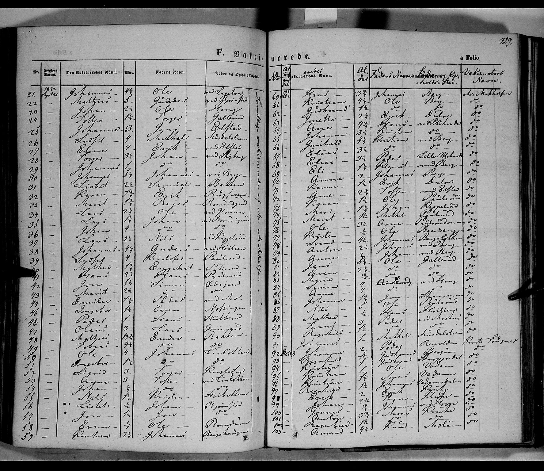 Øyer prestekontor, SAH/PREST-084/H/Ha/Haa/L0005: Parish register (official) no. 5, 1842-1857, p. 329