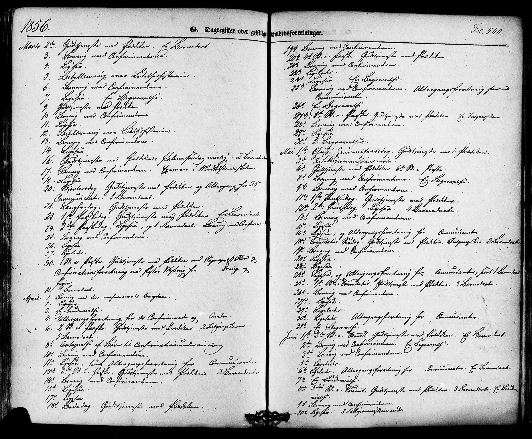 Skien kirkebøker, SAKO/A-302/F/Fa/L0006a: Parish register (official) no. 6A, 1843-1856, p. 540